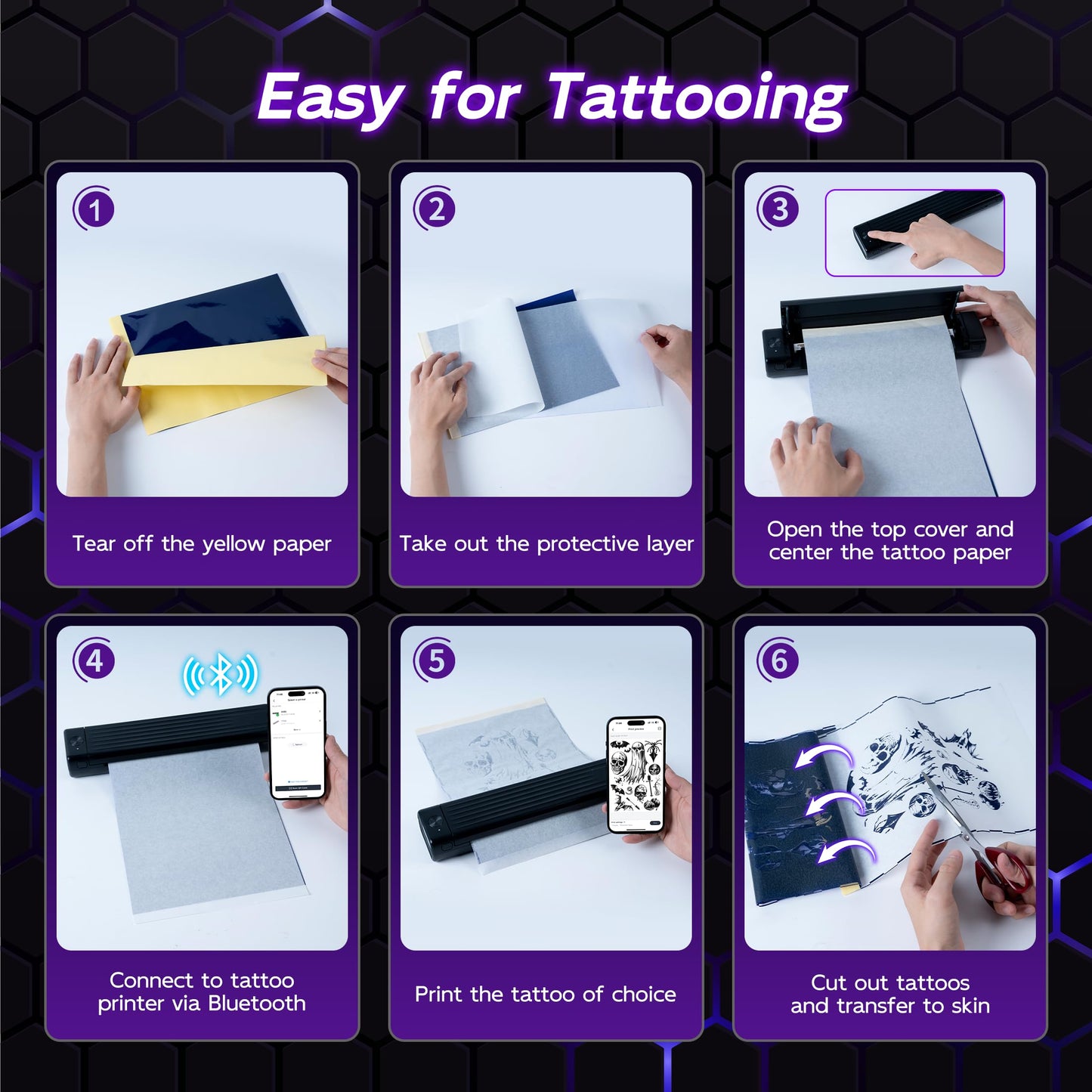 Itari Wireless Tattoo Stencil Printer, Tattoo Transfer Printer for Artists & Beginners, Bluetooth Tattoo Machines Printers with 10 Pcs Transfer Paper, Compatible with Phone, Tablet & PC
