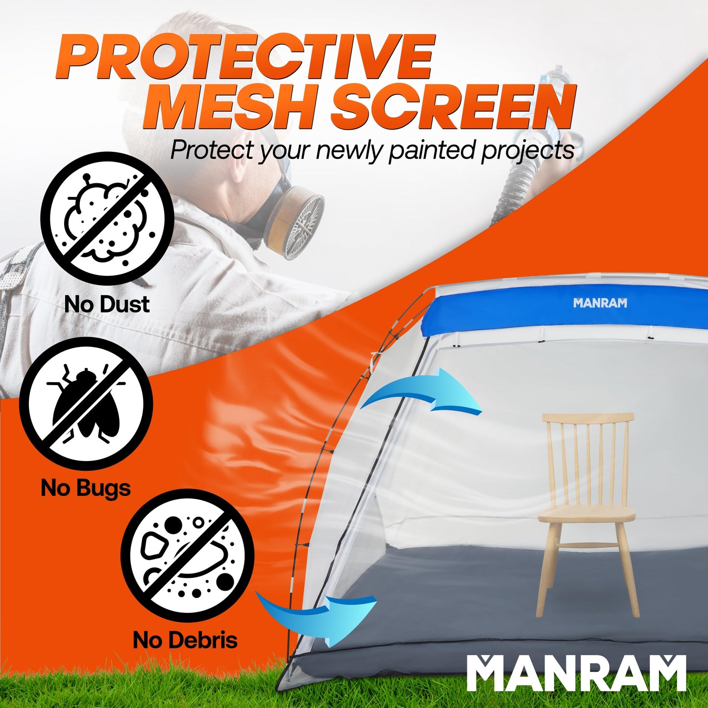 Portable Paint Tent (10x7x6 ft) Large Paint Booth with Built-in Floor, Mesh Screen, Windproof Hooks, and Storage Bag – Ideal for DIY Painting Projects
