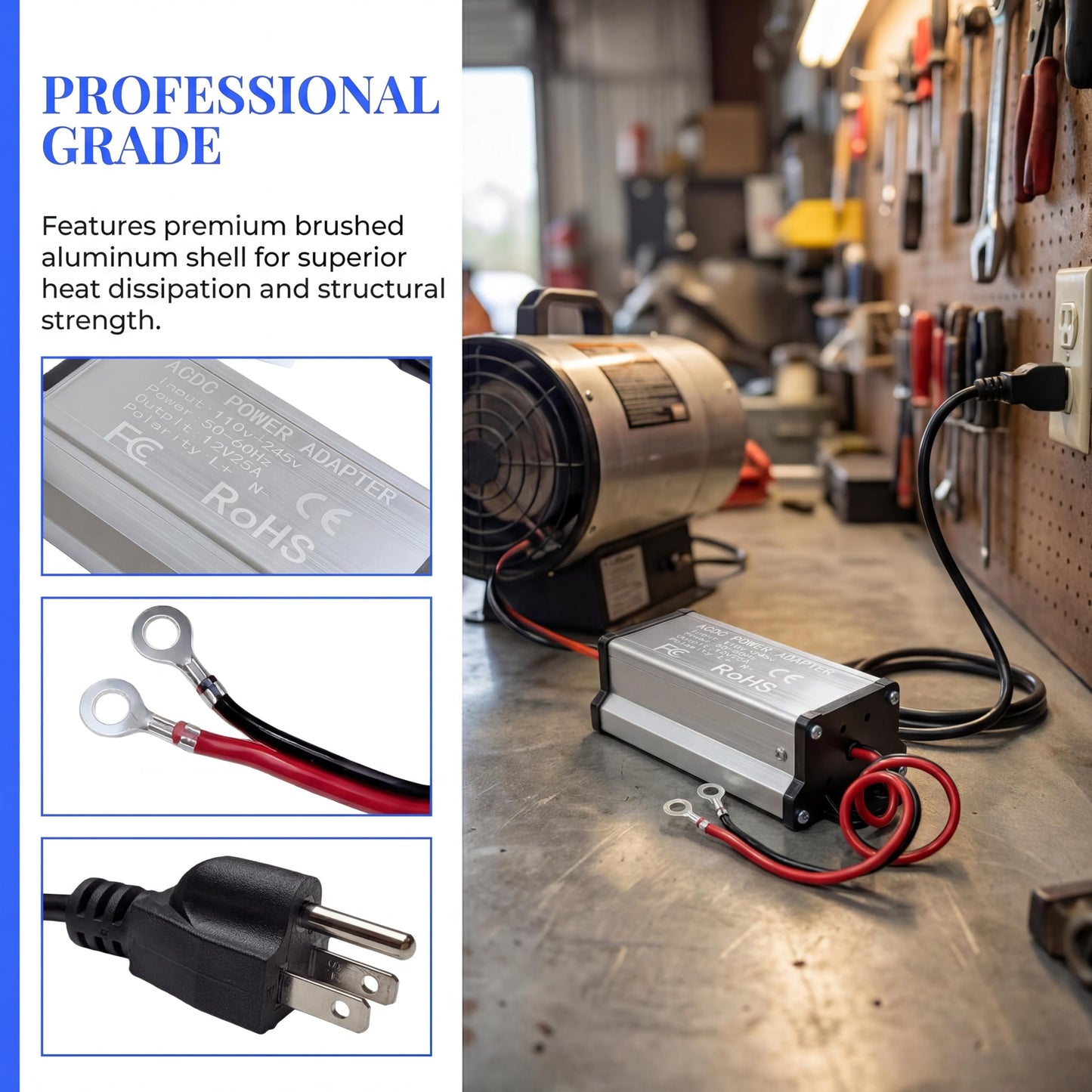 110V to 12V Diesel Air Heater Power Supply Adapter, 110-245V Diesel Heater Adapter, DC Power Converter AC to DC Transformer for 5KW/8KW Diesel Parking Heater