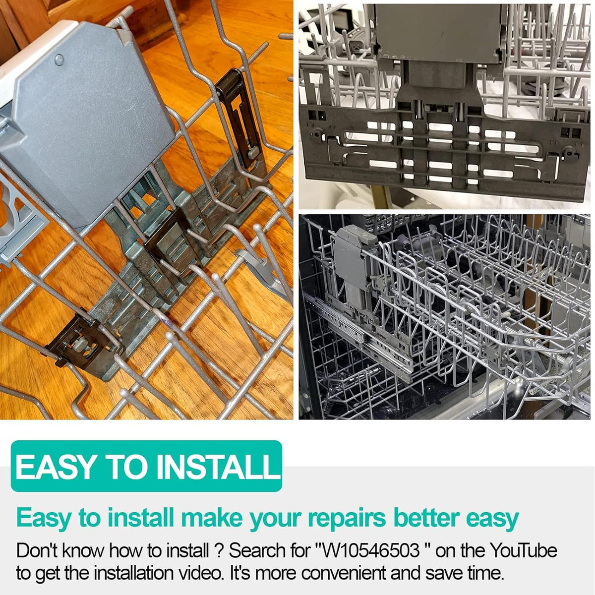 Upgraded W10546503 Dishwasher Rack Adjuster Parts & W10195372 W10195373 Dishwasher Rack Adjuster Housing for Whirlpool Dishwasher Parts WDT730PAHZ0, WDT750SAHZ0, Fit Kitchen-aid Kenmore Top Rack