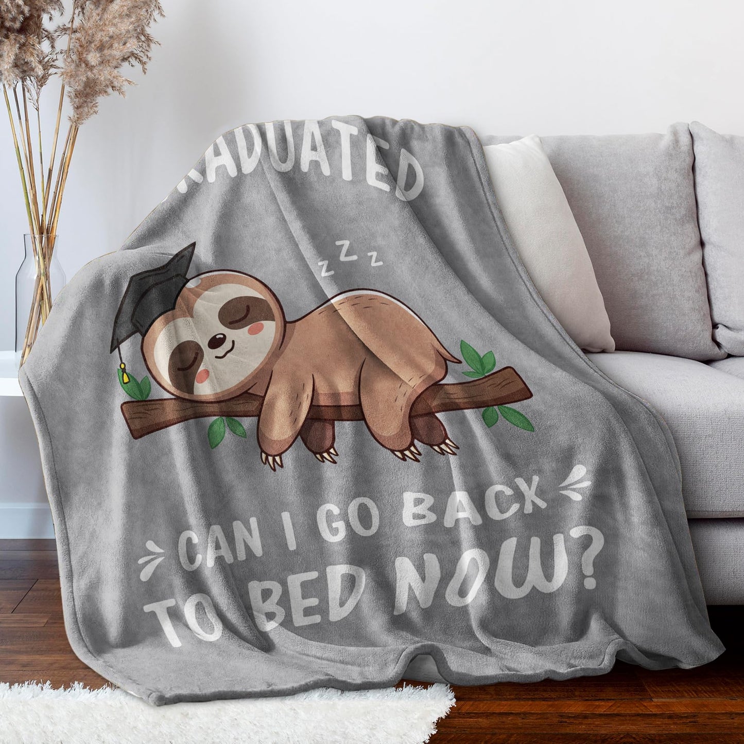 Encoink Funny Graduation Gifts for Her & Him, Practical Throw, College Graduation Gifts for Women & Men, Nurse, Congrat Grad Gifts for Master Degree, High School, PHD, Sloth Blanket, Gray(50 * 60)