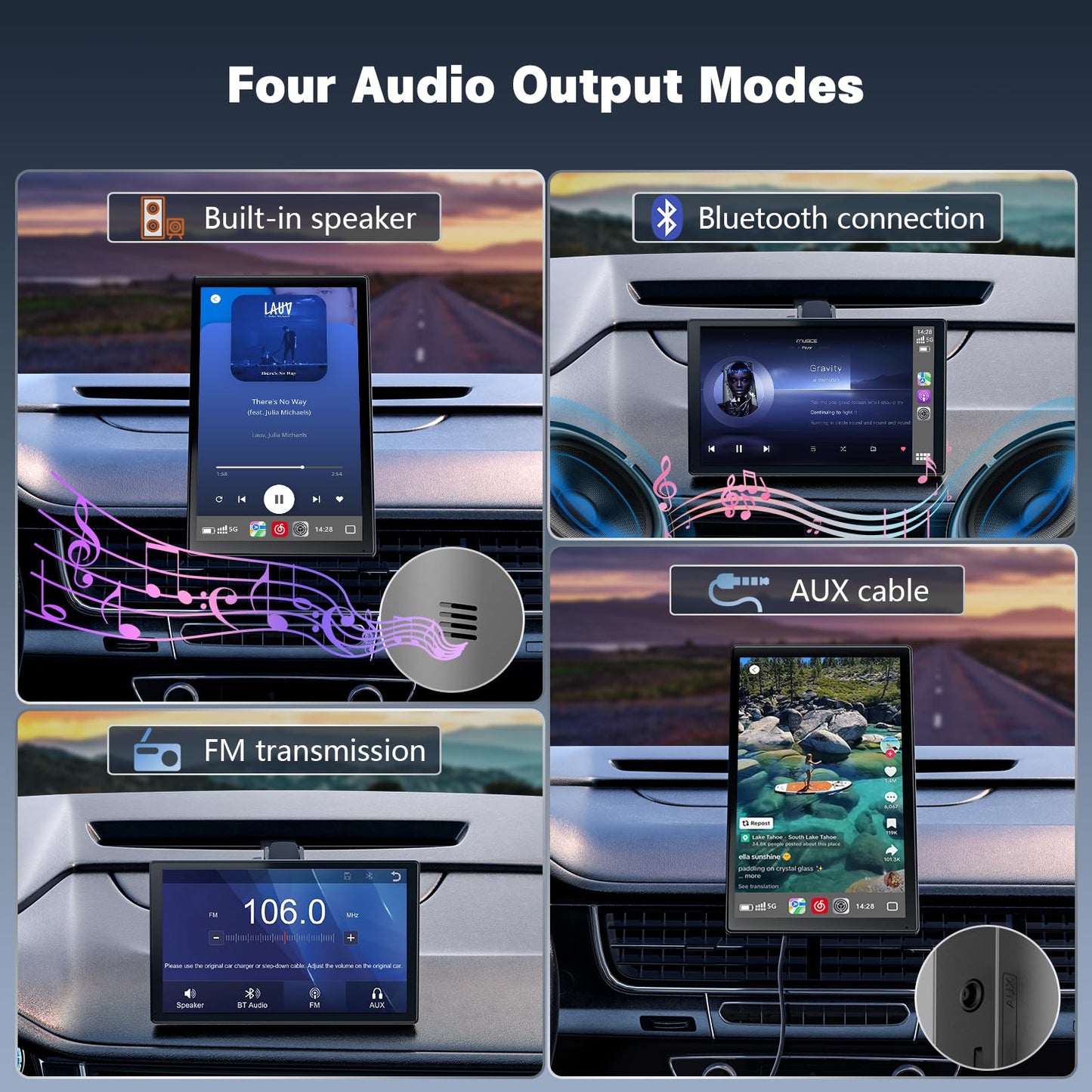 9'' Carplay Screen for Car, Wireless Carplay & Android Auto, Rotatable Car Play Screen with 1080P Backup Camera, Android Auto Screen with Mirror Link, Bluetooth, GPS Navigation, Voice Assistant