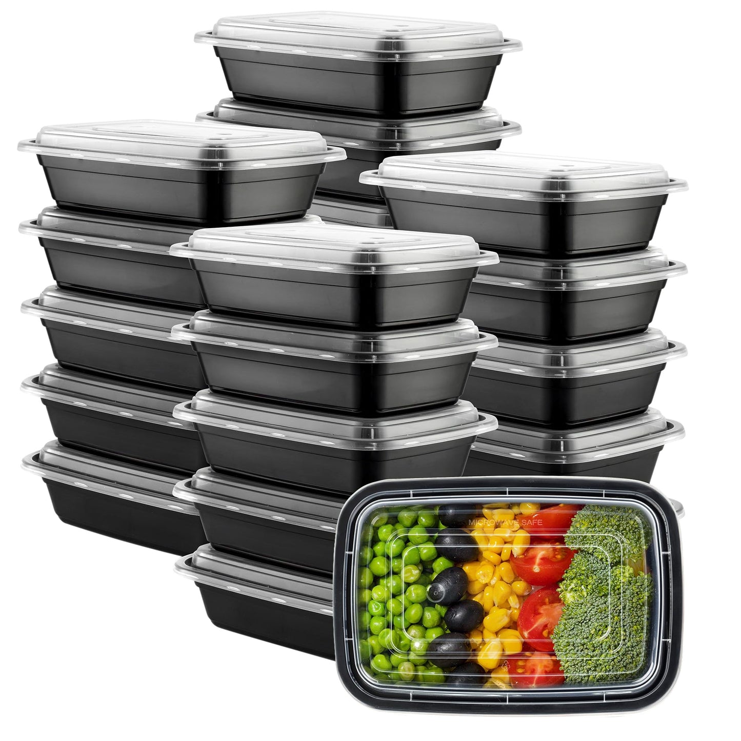 Gusto [24 oz -50 Count] 1 Compartment Meal Prep Containers Reusable- Microwaveable, Dishwasher and Freezer Safe,BPA-Free, Portion Control and Convenience Food Storage with Lids- Formerly Comfy Package