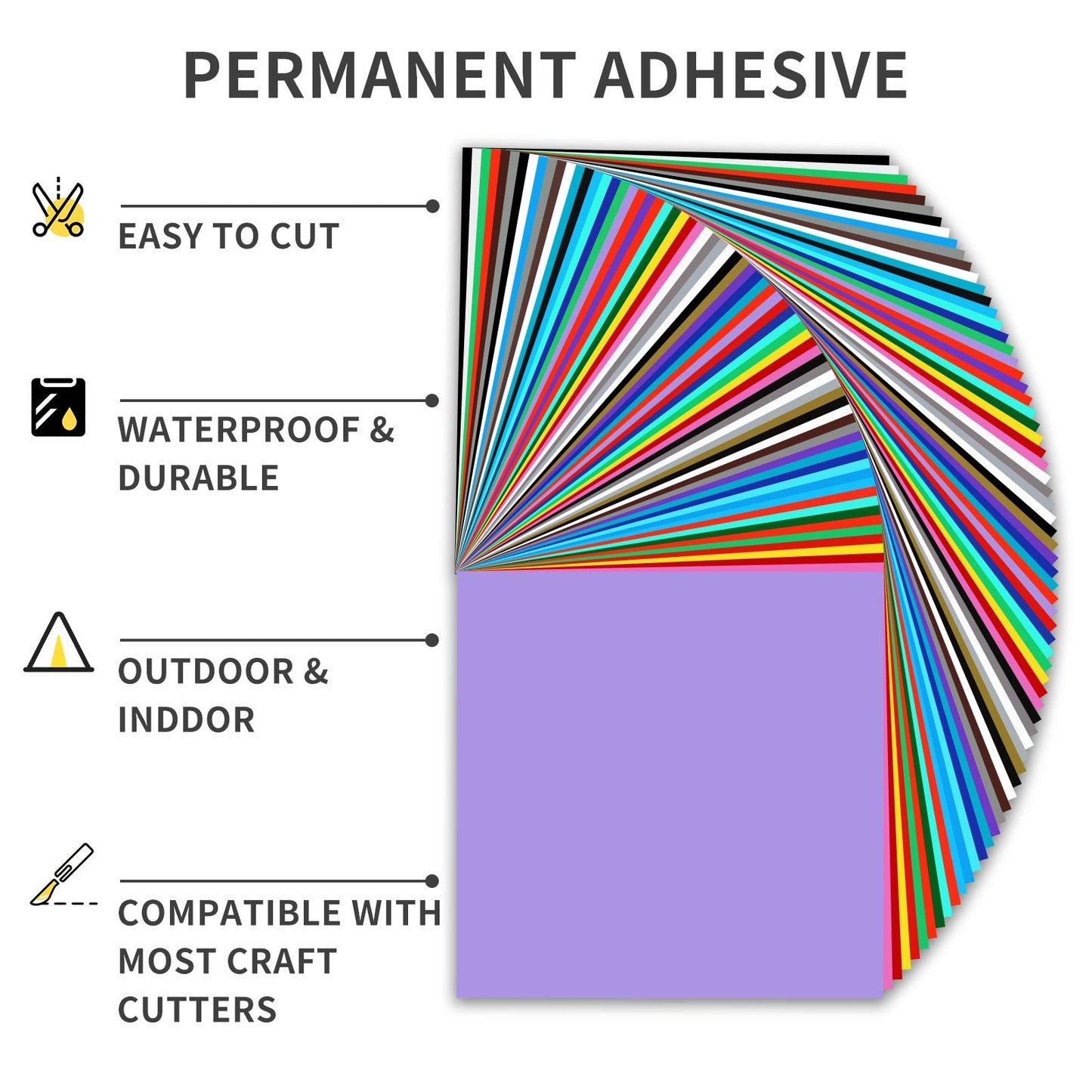 iImagine Vinyl 72-Sheets of Premium Permanent Self Adhesive Vinyl Sheets, 30.5cm x 30.5cm