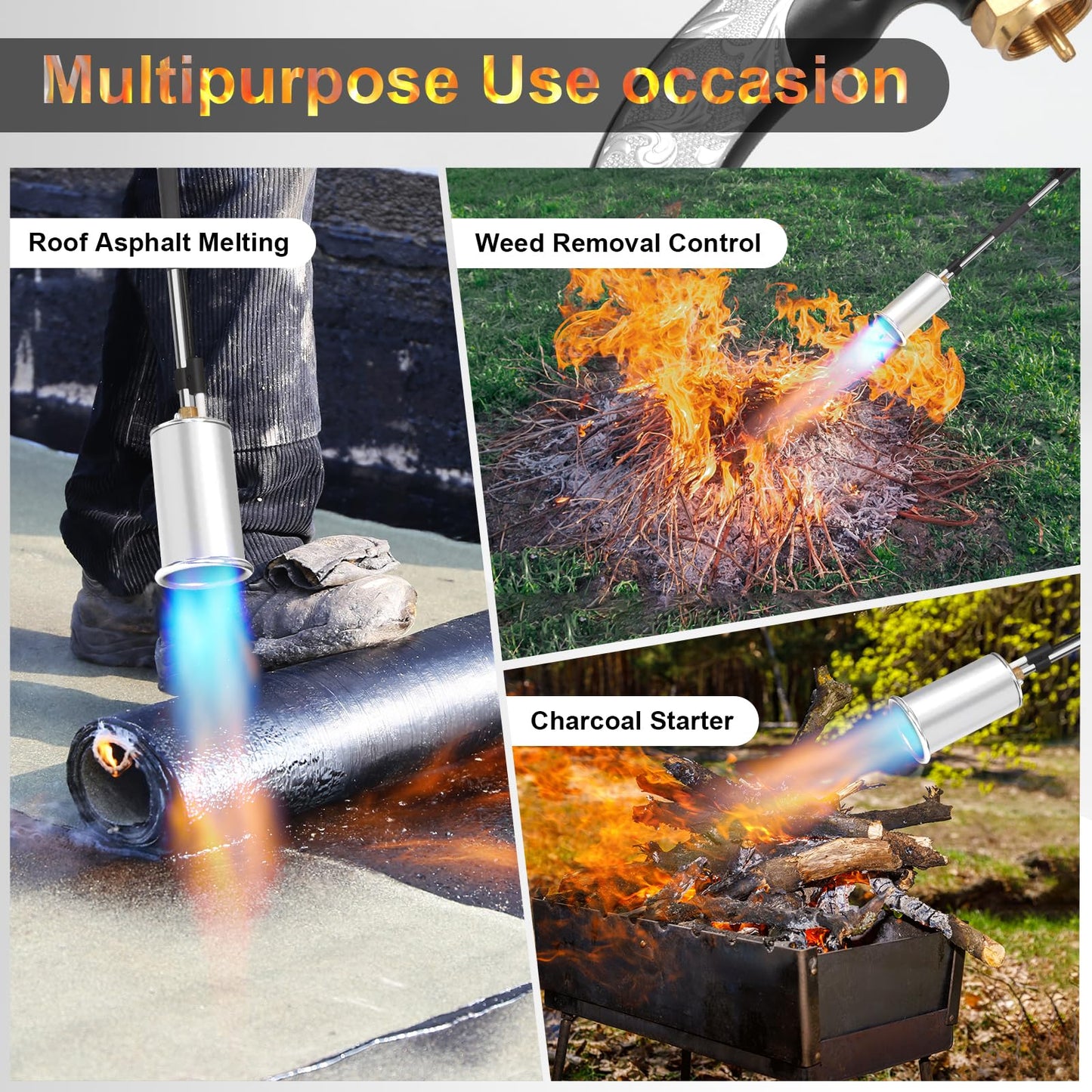 Propane Torch Burner Weed Torch with High Output 800,000 BTU Heavy Duty Blow Torch 30" Detachable Long Arm Propane Weed Torch & Flame Control Valve for Garden,Stumps,Wood,Melting Ice,Snow Road,Roofing