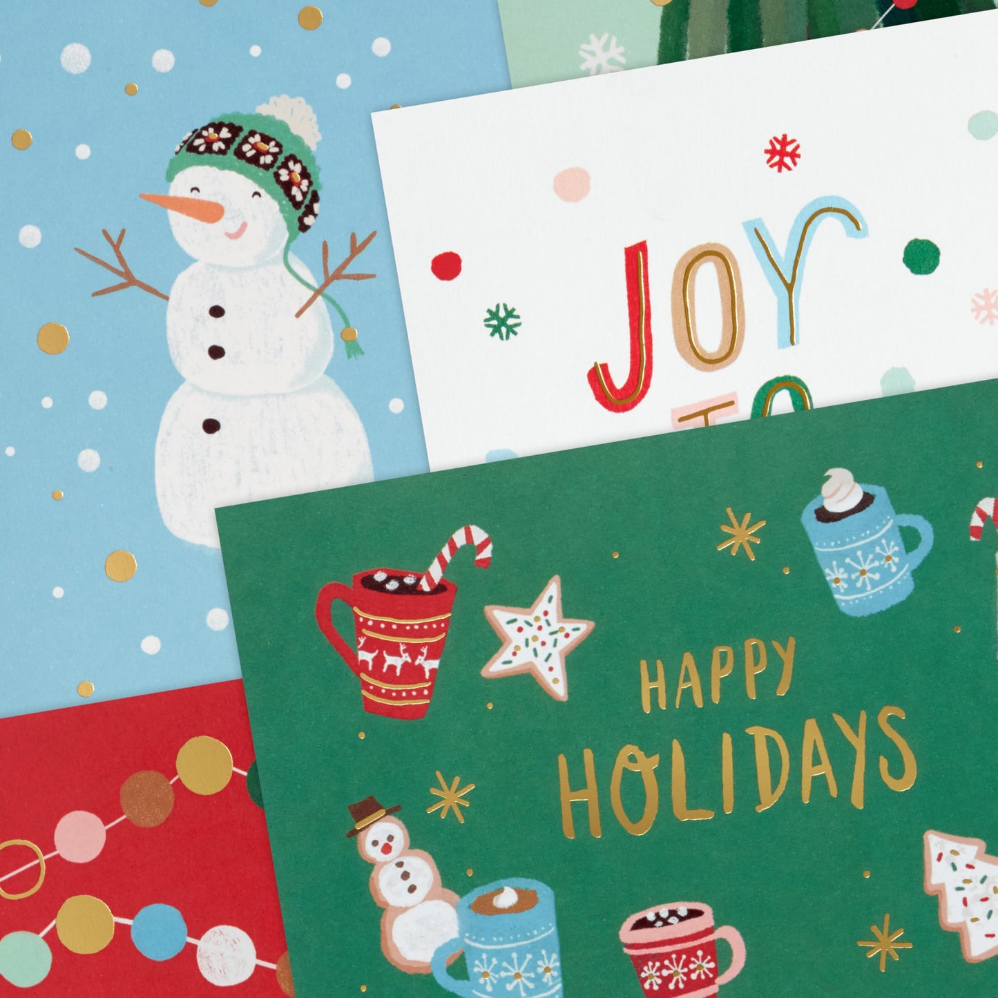 Hallmark Bulk Christmas Card Assortment, Playful Icons (72 Cards and 72 Envelopes) "Joy to the World," "Deck the Halls," Snowman, Cocoa, Pinecones, Tree