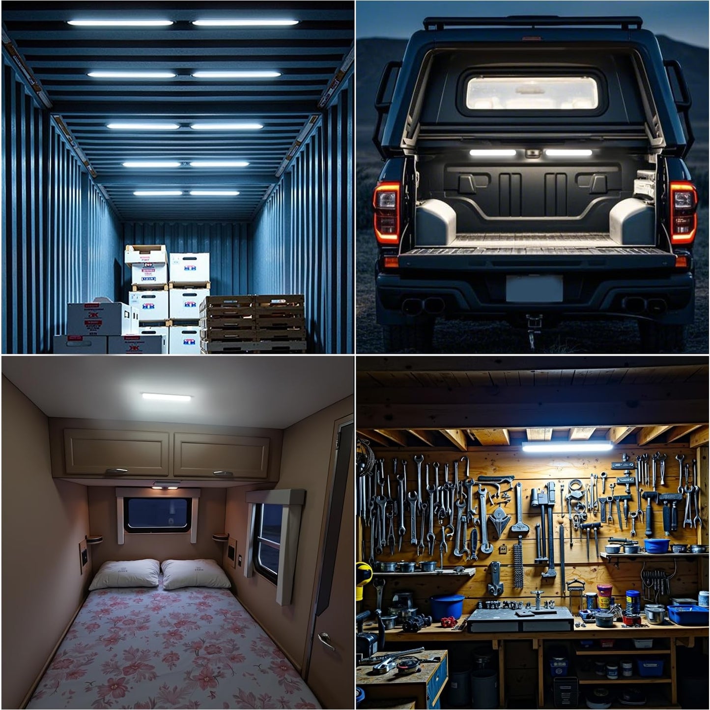 GZ5CG 12V Led Interior Light Bar 8 Packs 72Led 6500K White with ON/Off Switch 11Inch 12V 24V for Enclosed Cargo Trailer RV Van Truck Lorry Camper Caravan Motorhome (8Pcs)