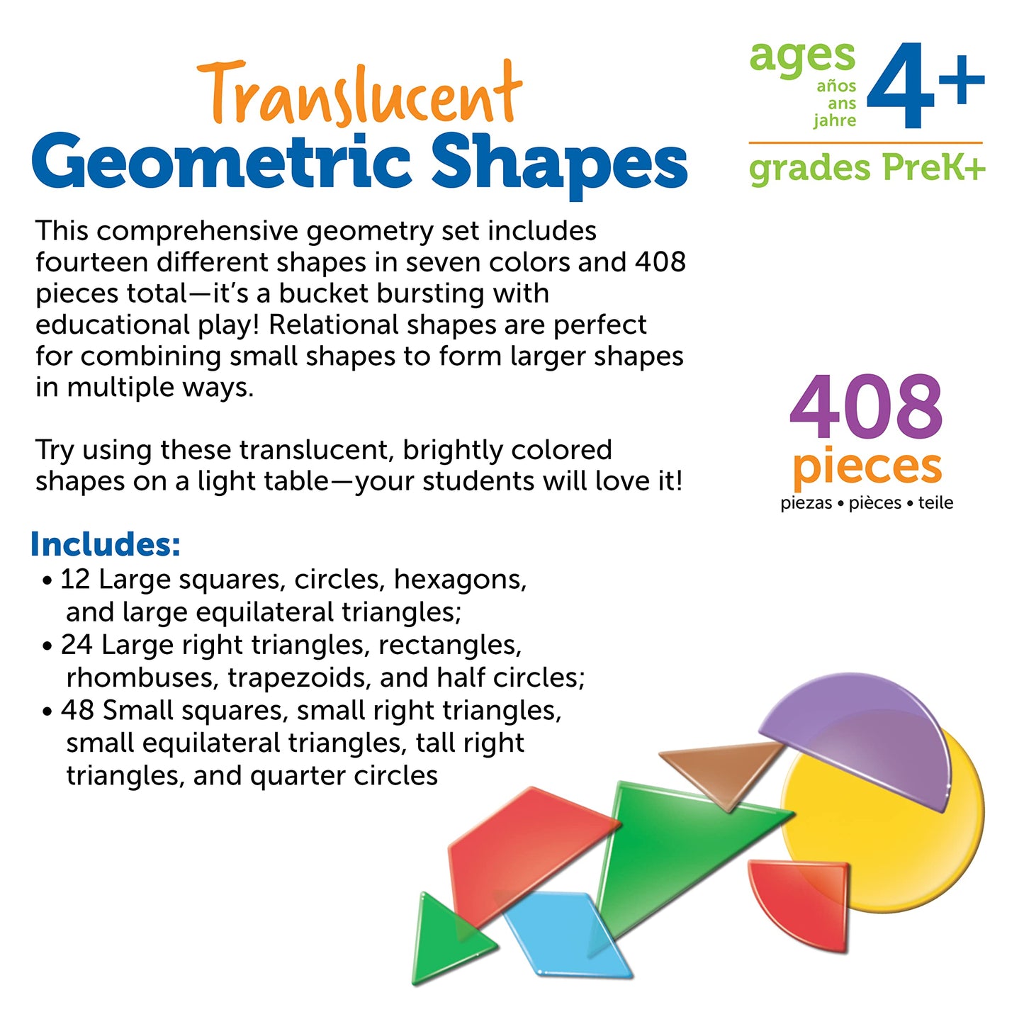 Learning Resources LER1766 Translucent Geometric Shapes