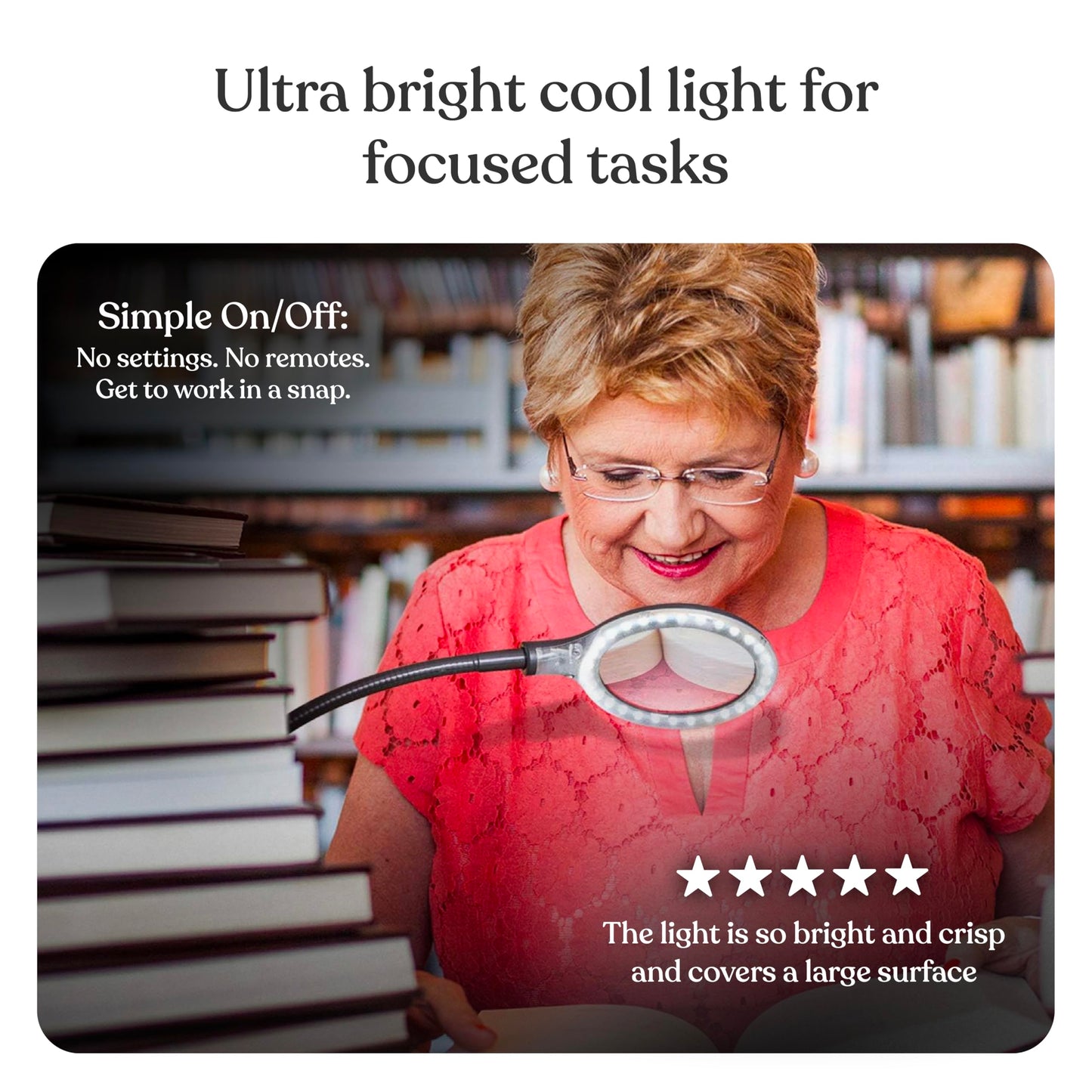Brightech LightView Flex Magnifying Desk Lamp, 1.75X Light Magnifier, Adjustable Magnifying Glass with Light for Crafts, Reading, Close Work