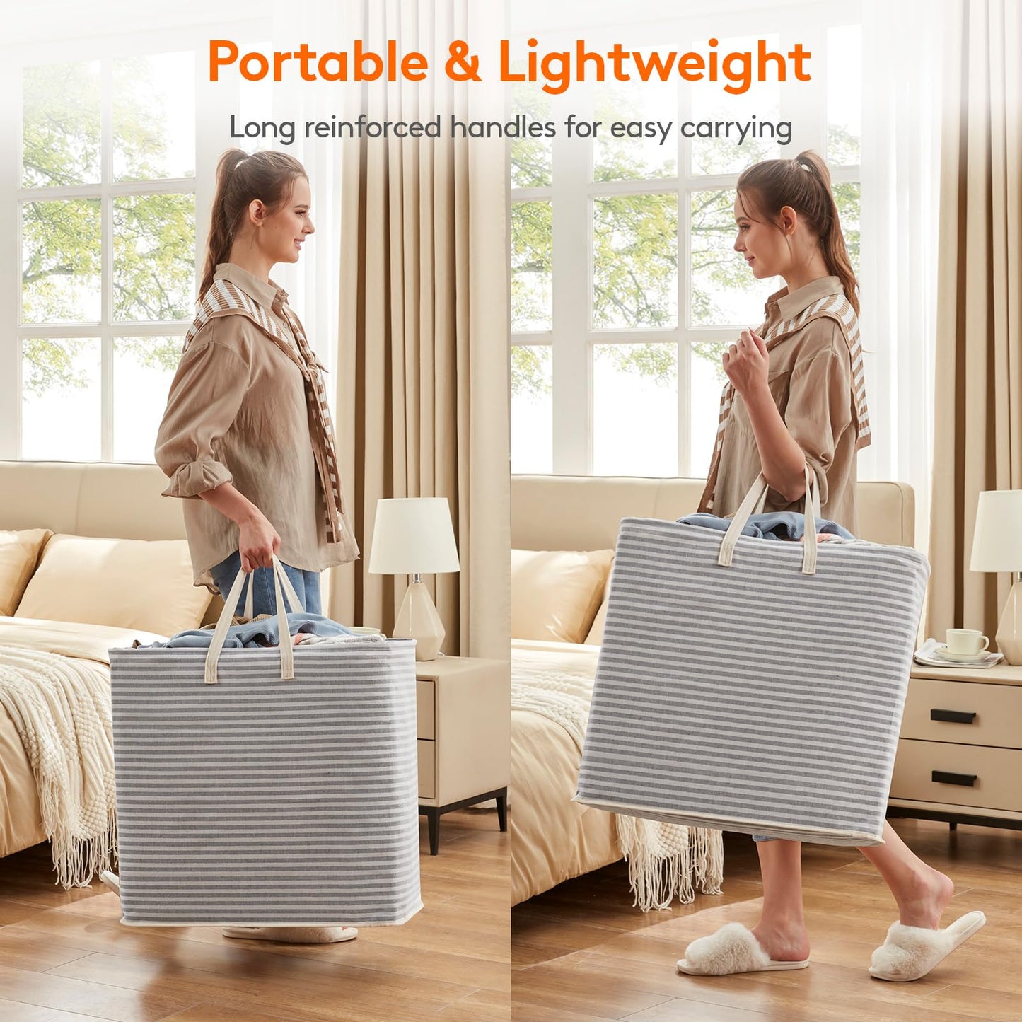 Lifewit 2-Pack 90L Freestanding Laundry Hamper, Large Collapsible Laundry Baskets with Easy Carry Extended Handles, Waterproof Clothes Hamper in Bedroom, Bathroom, Laundry Room, College Dorm, Grey
