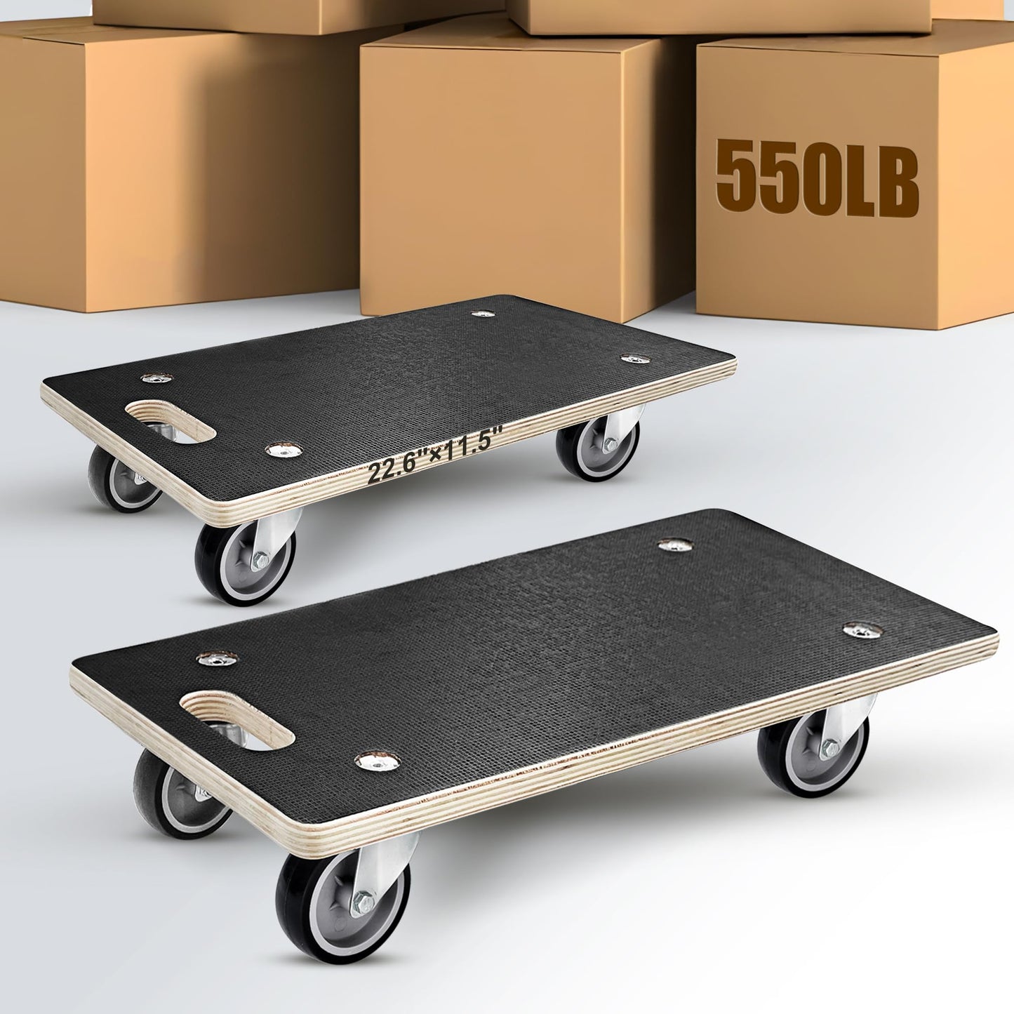 Furniture Mover Dolly, Rectangle Wood Platform Dolly 2 pcs 551 lbs Rolling Mover with Wheels for Moving Heavy Furniture, Refrigerator, Sofa, Cabinet