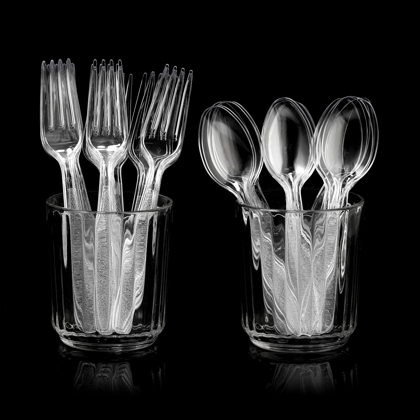 Plastic Forks and Spoons Set - (Bulk Pack 360 Pcs) Clear Plastic Cutlery Utensils Heavy Duty, 180 Forks and 180 Spoons, Silverware Sets for Party Supplies, Dinners, Take-Out, Catering, Food Services