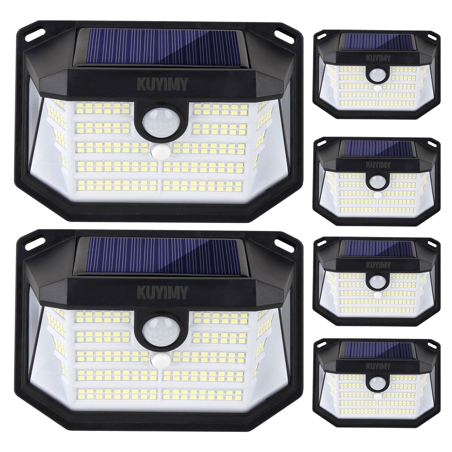 KUYIMY Solar Outdoor Lights, 230 LED with Motion Sensor and 3 Modes, IP65 Waterproof, 270° Wide Angle Light, Easy-to-Install Intelligent Security Wireless Wall Lights for Patio, Front Door(6 Pack)