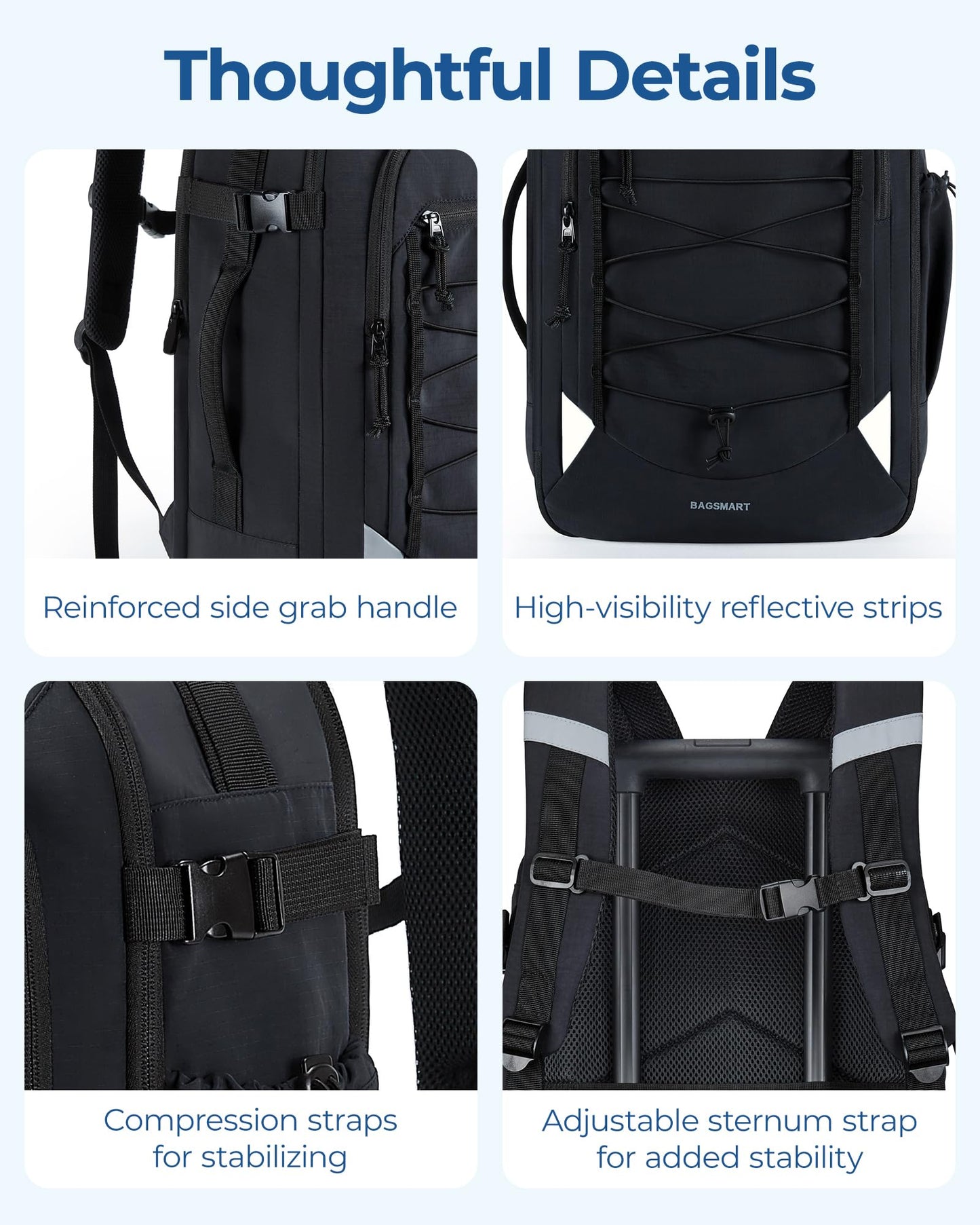 BAGSMART Travel Laptop Backpack, 17.3 Inch Carry on Backpack Airline Approved, Black, 17.3 Inch, Travel Backpacks