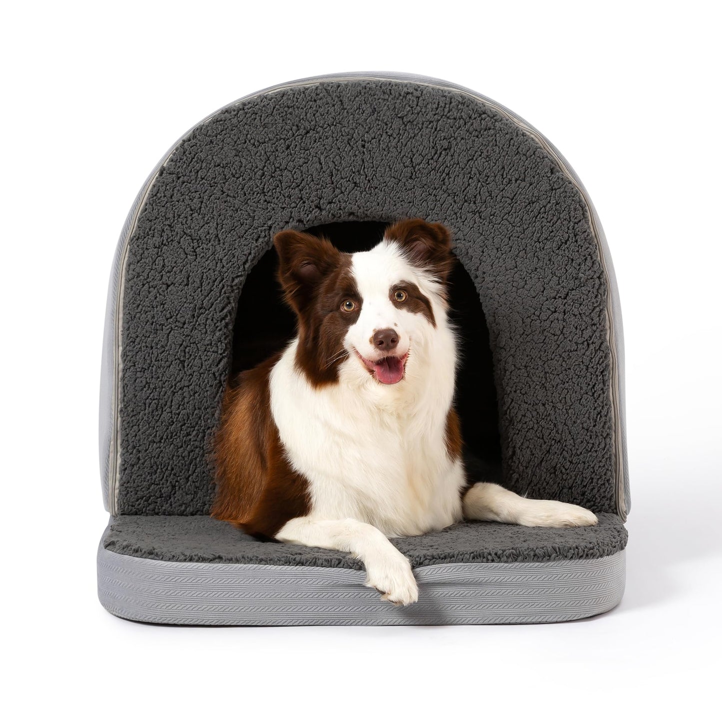 Pelzin Orthopedic Dog Bed House - Dog House Indoor with Egg-Crate Foam - Tent Bed with Waterproof Lining & Nonskid Bottom, Ideal for Small Breeds & Fits 24-Inch Crate - 23"x16", Charcoal