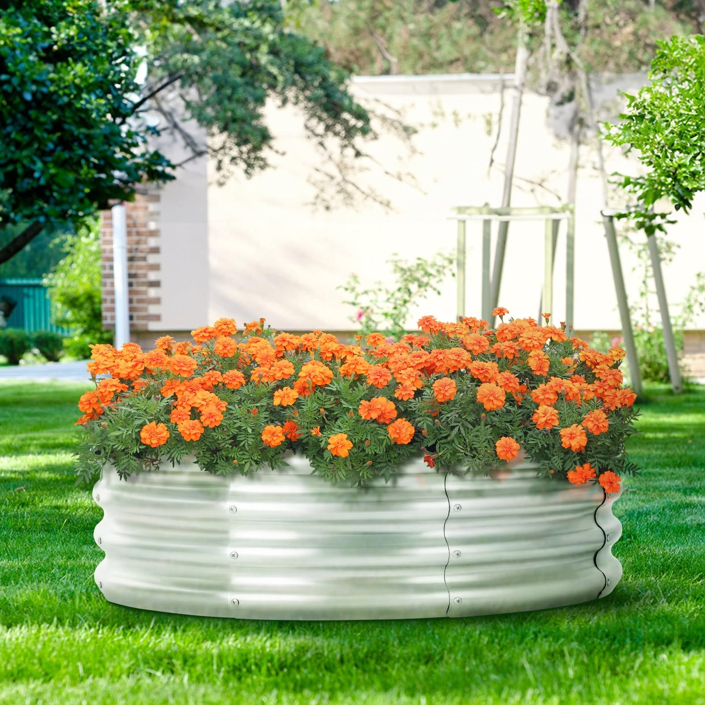 Galvanized Planter Raised Bed,3x3x1ft Metal Planter Box for Gardening,Large Raised Beds for Vegetables & Flowers (3FT Diameter, Round)
