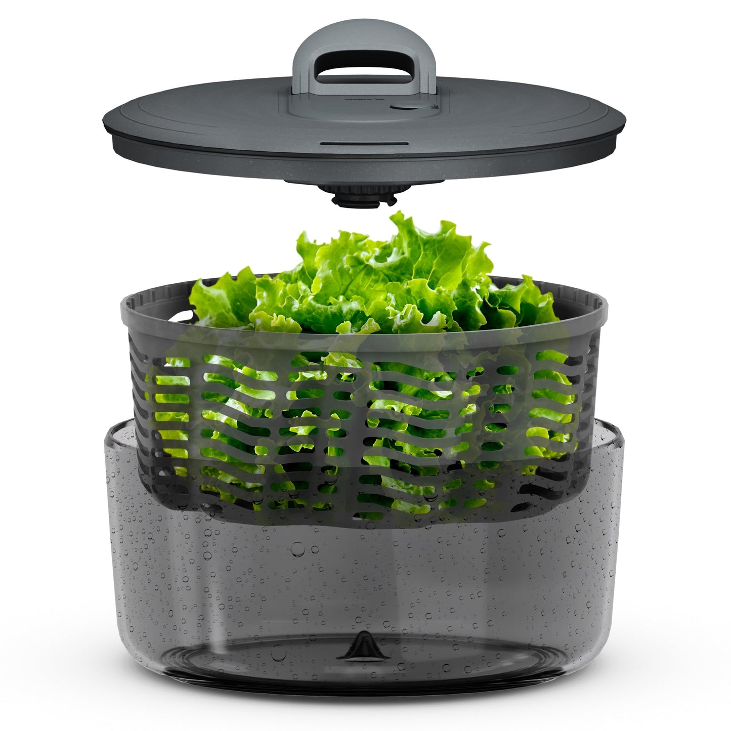 Zyliss Easy Spin Salad Spinner - Fruit & Veggie Dryer - Produce Spinner & Cleaner for Salad Prep - Dishwasher-Safe Kitchen Essential - Non-Slip Bowl with Pull Handle - Grey Easy Spin Large
