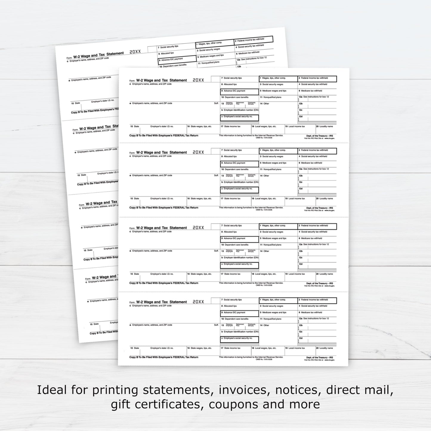PrintWorks Professional 4 Part Perforated Paper 8.5” x 11” - Perfect for W-2, 1099, & Statement Use - Made in The USA - 500 Sheets - 20 lb - Printer Compatible - White (04298)