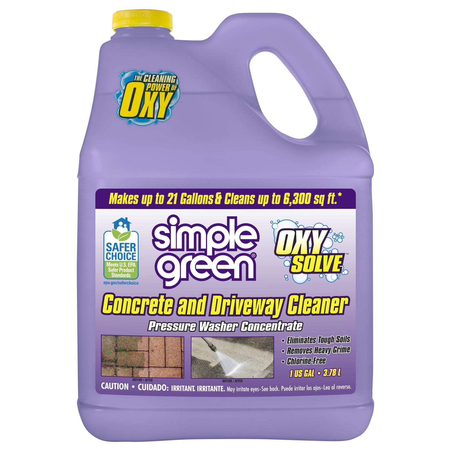Simple Green Oxy Solve Concrete and Driveway Pressure Washer Cleaner - Removes Stains from Mold, Mildew and Oil on Garage Floors, Sidewalks, Walkways & Driveways - Concentrate 1 Gal.