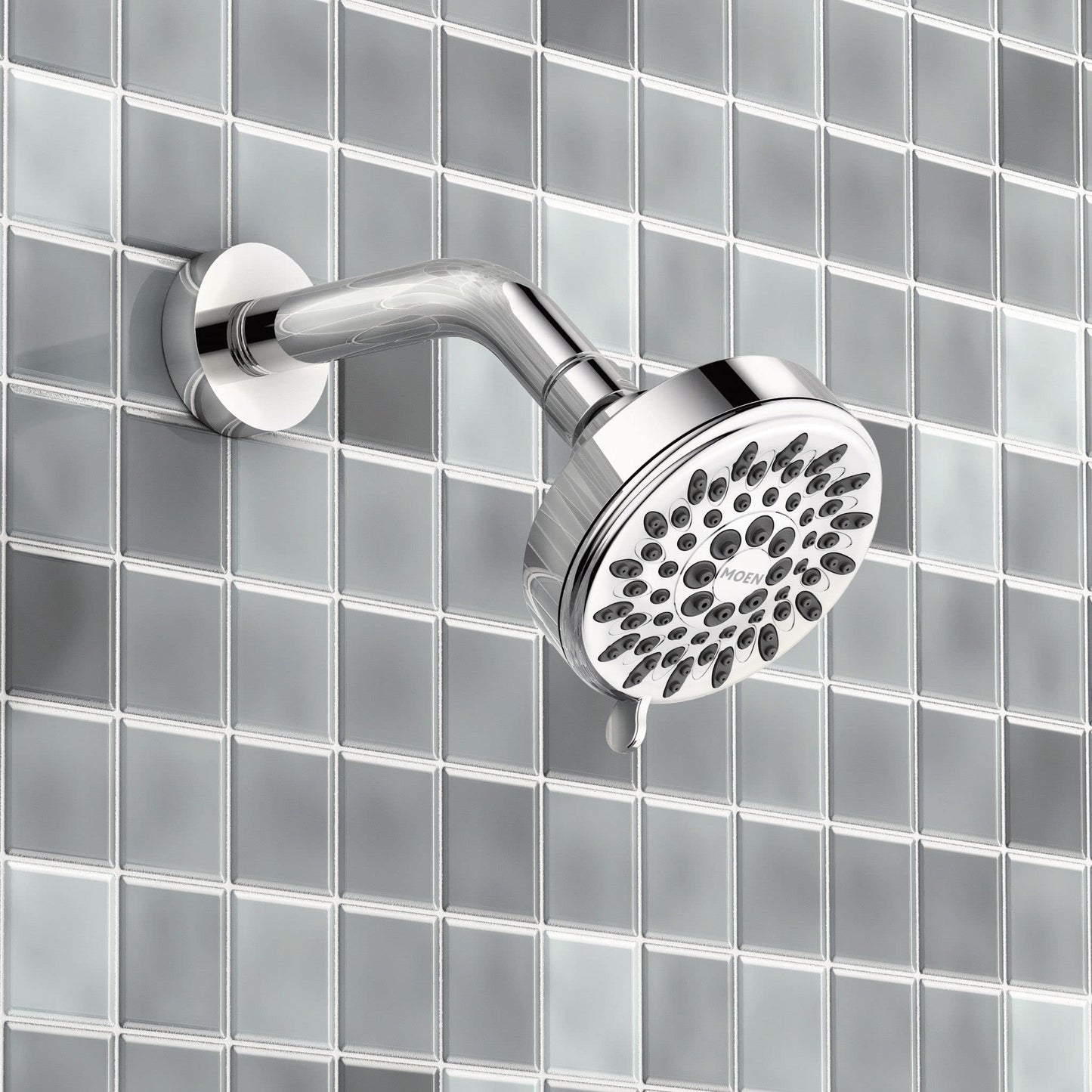 Moen 20090 Five-Function 3.75" Diameter Spray Head Wallmount Showerhead, Chrome