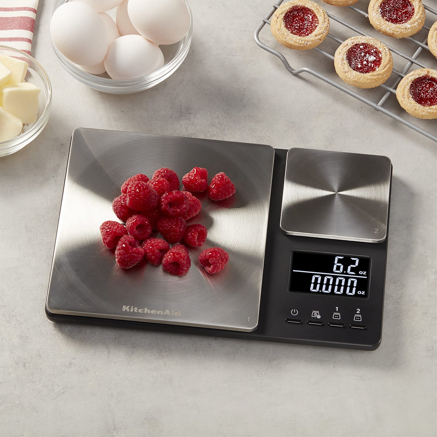 KitchenAid - Digital Kitchen Scale, Dual Platform 11 lb Capacity Food Scale for Baking & Cooking, Precision Weight Scale with Easy Read Display & Compact Durable Design (Black)