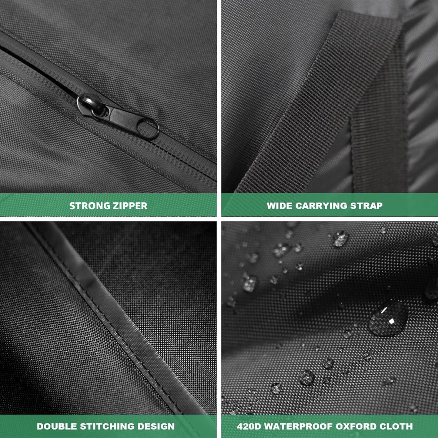 Aurragiy Garden Cushion Storage Bag - 420D Waterproof, 68" Rectangular, Black - Outdoor Patio Cushion Storage Bag with Zipper and Handles