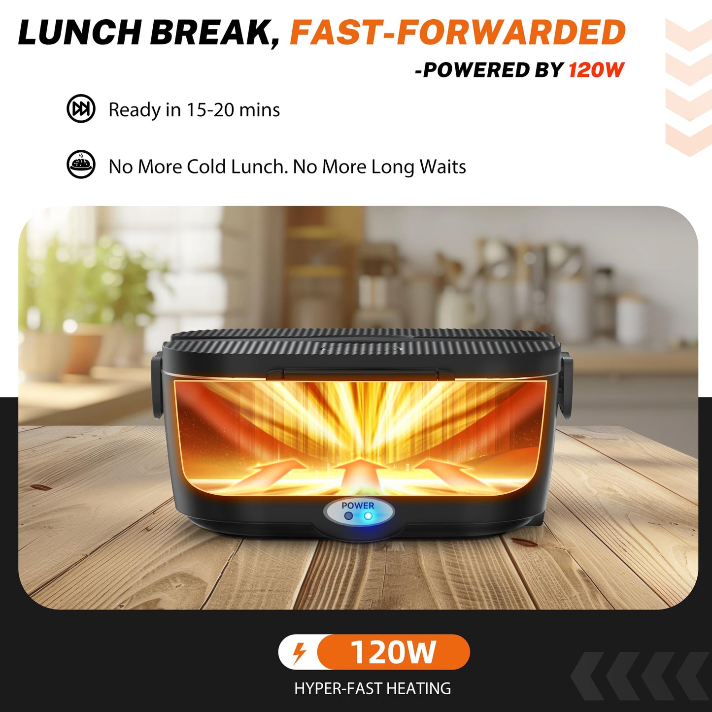 ESOHOT Heated Lunch Box,120W Electric Lunch Box Food Heater with 1.5L 304 Stainless Steel Container,12V/24V/110V Portable Food Warmer for Travel,Work,Car,Truck (1.5L x 2)