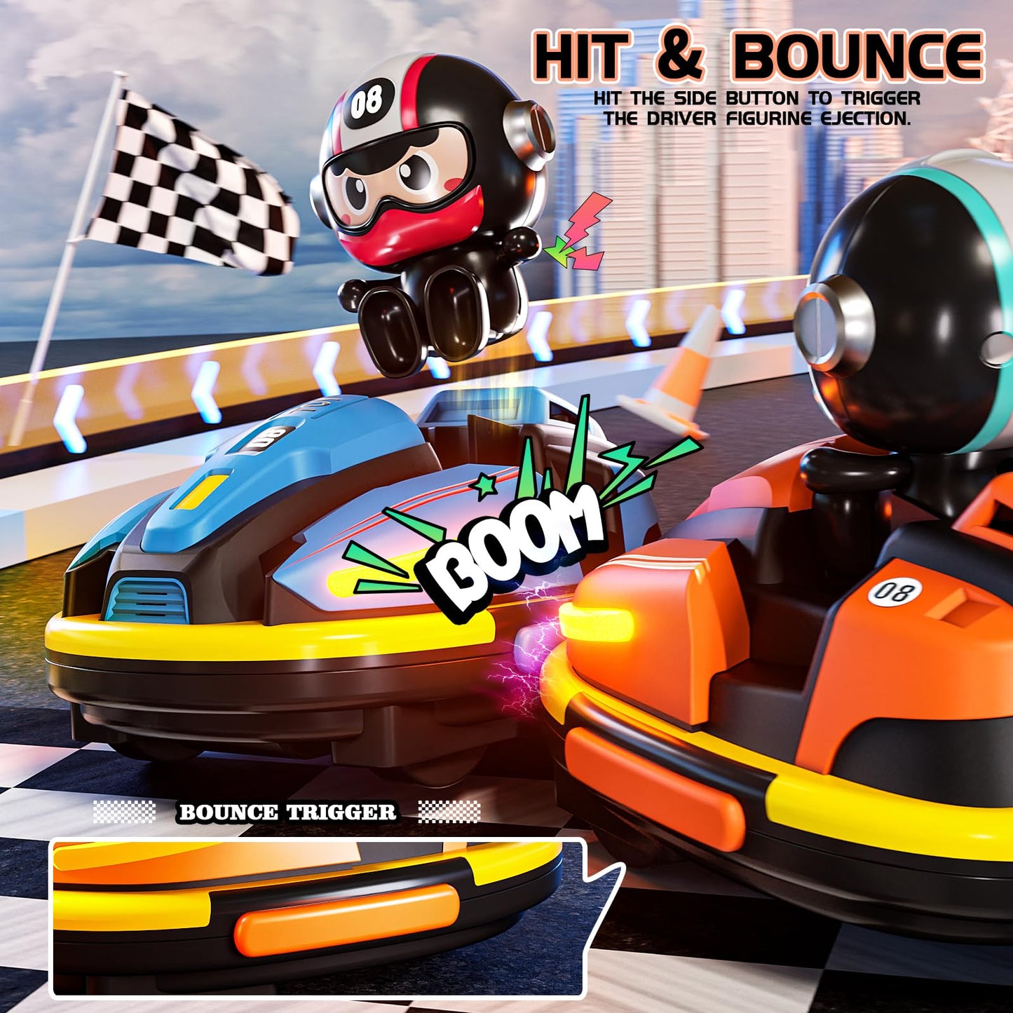 Bumper Cars Remote Control Set,2.4 GHz Remote Control Cars for Kids, RC Battle Race Cars, Remote Control Bumper Cars Game for 3 4 5 6 7 8 Year Old boy Gifts