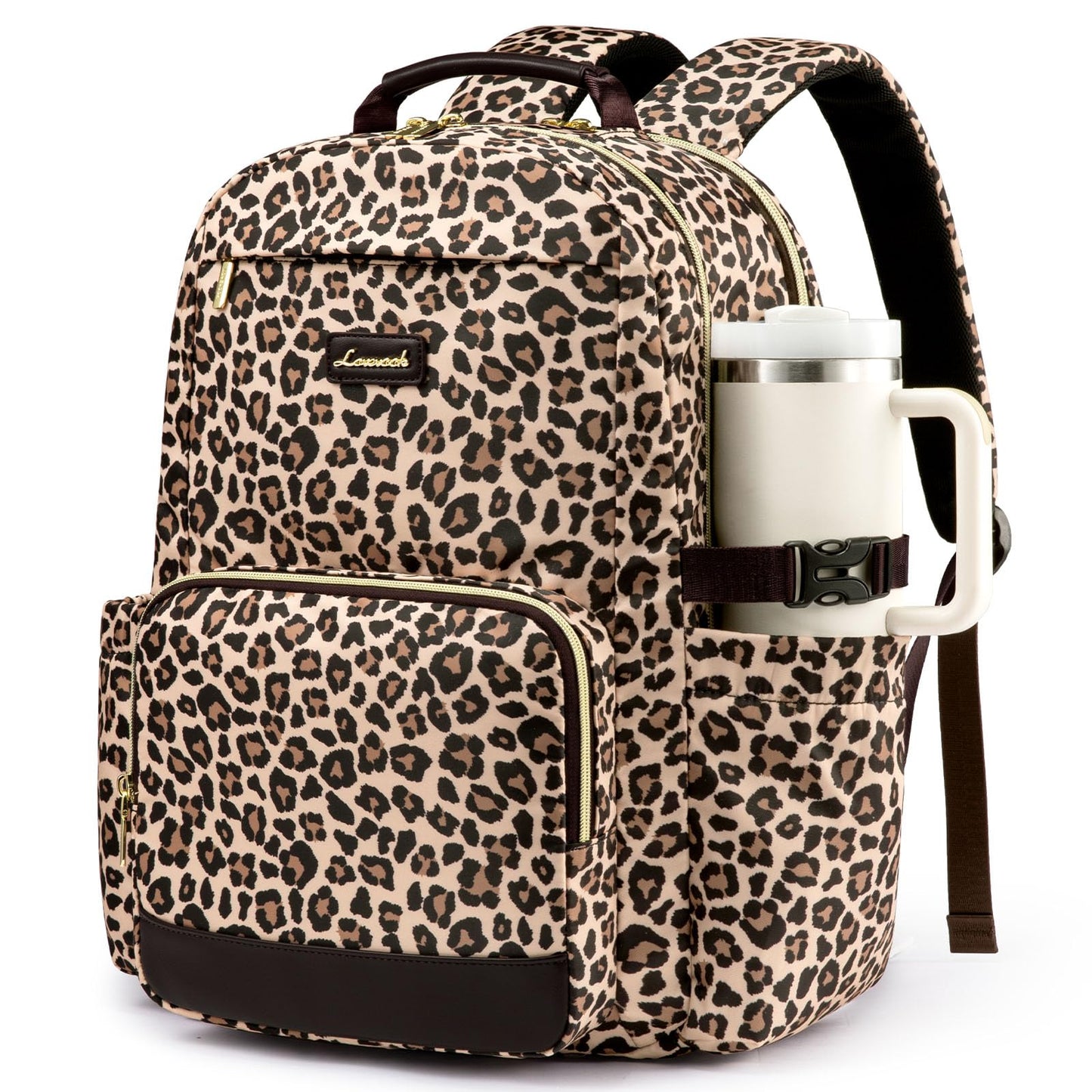 LOVEVOOK Laptop Backpack for Women, Leopard Print, 15.6 Inch, Laptop Travel College Teacher Work Daily Carry on Backpack