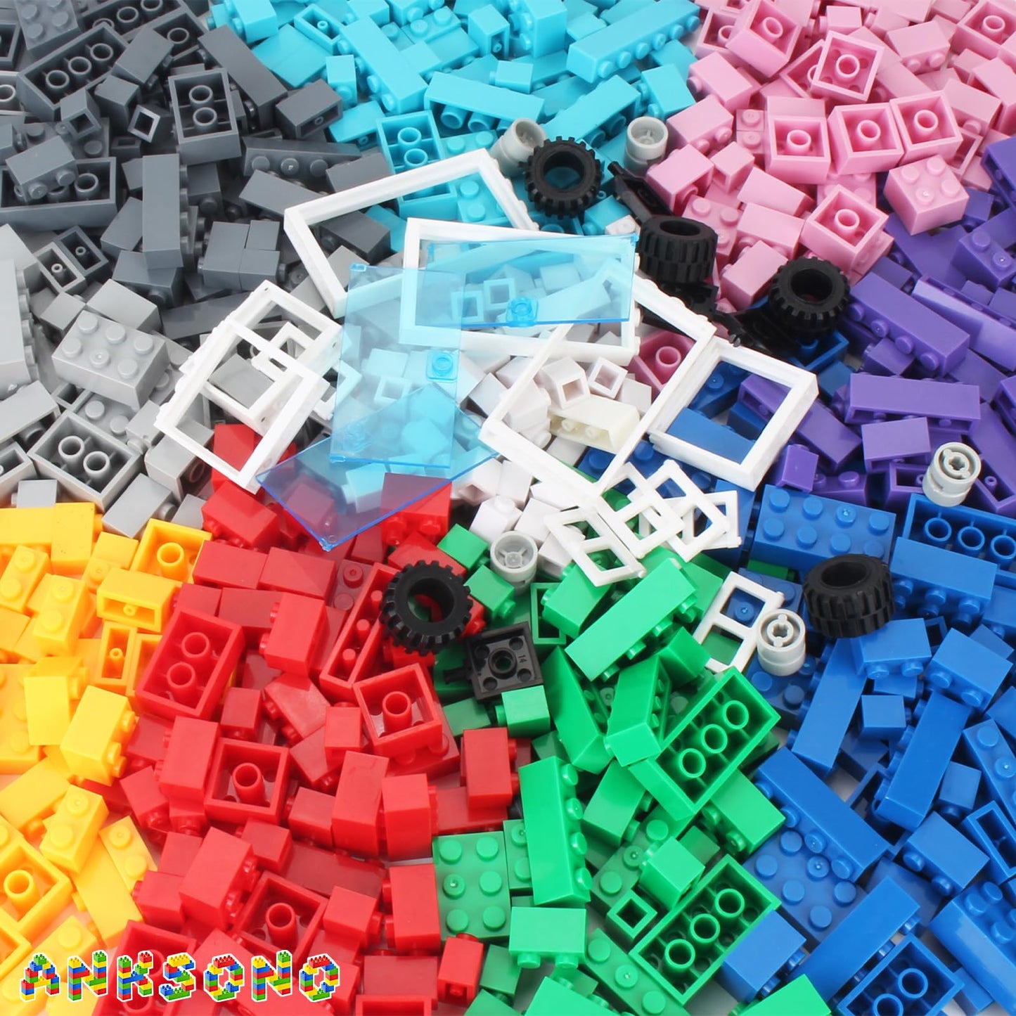 1500 Pieces Building Bricks for Kids with Doors,Windows,Wheels,Tires,Axles, Classic Building Bulk Blocks Compatible with All Major Brands for Boys Girls Ages 3 4 5 6 7 8 9 10 Year Old