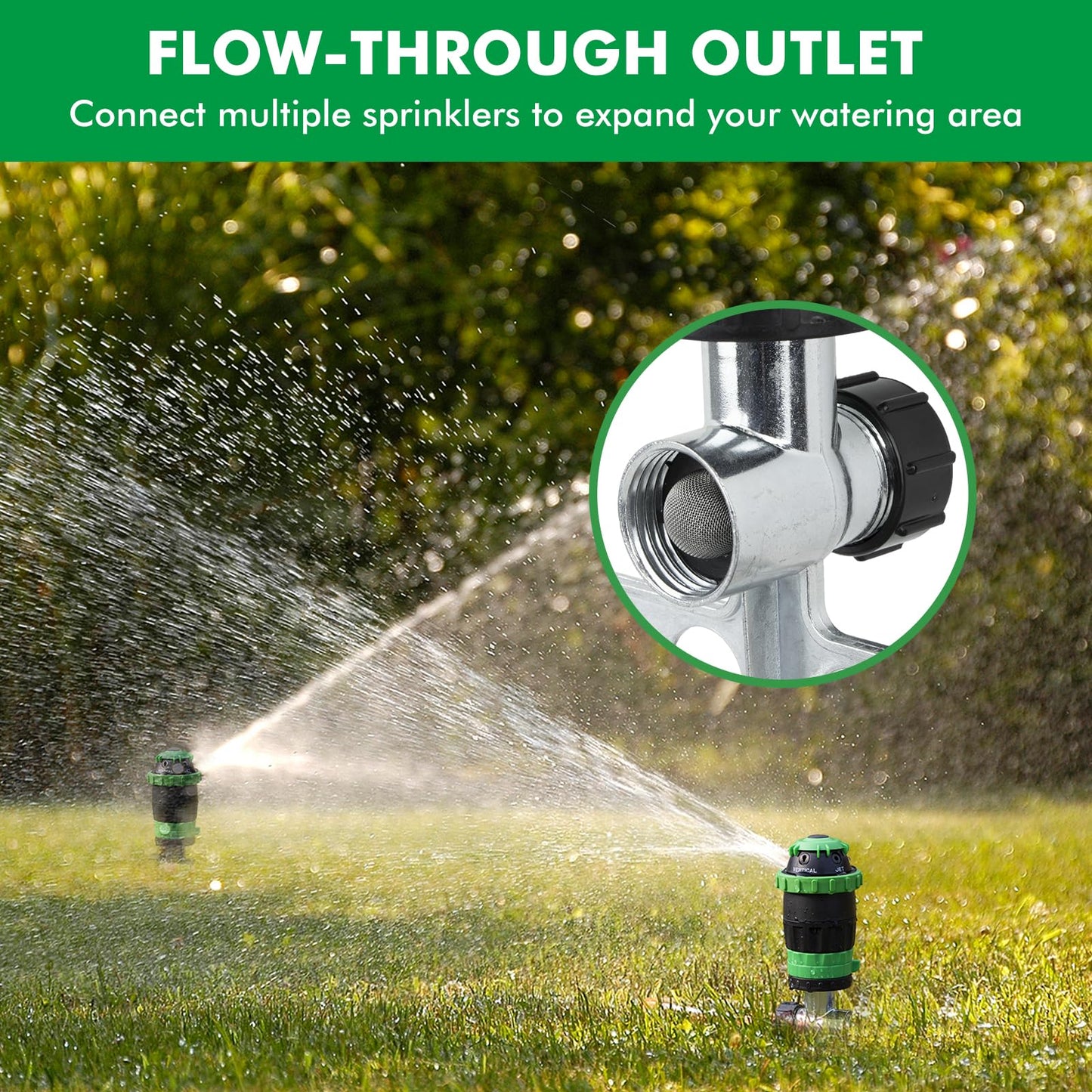 RESTMO Lawn Sprinkler on Spike, 5 Spray Modes Garden Sprinkler, Adjustment Coverage Area, Connect Multiple sprinklers, Spray Diameter Up to 50ft, Water Sprinklers for Lawn, Garden, Yard, Plant Park