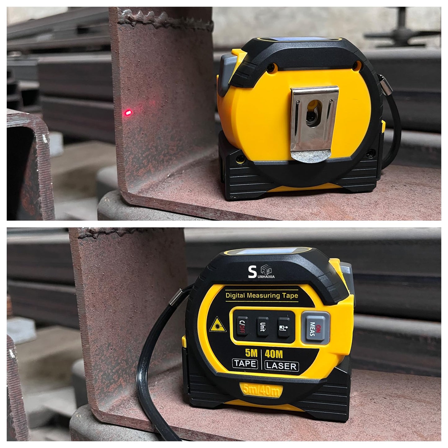 4-in-1 Laser Tape Measure with Laser Level Crosshairs | 130ft/40m Laser Distance + 16ft/5m AutoLock Tape | Backlit LCD Display (Ft/Inch/M/mm & Fractions) | for DIY, Construction, Interior Design