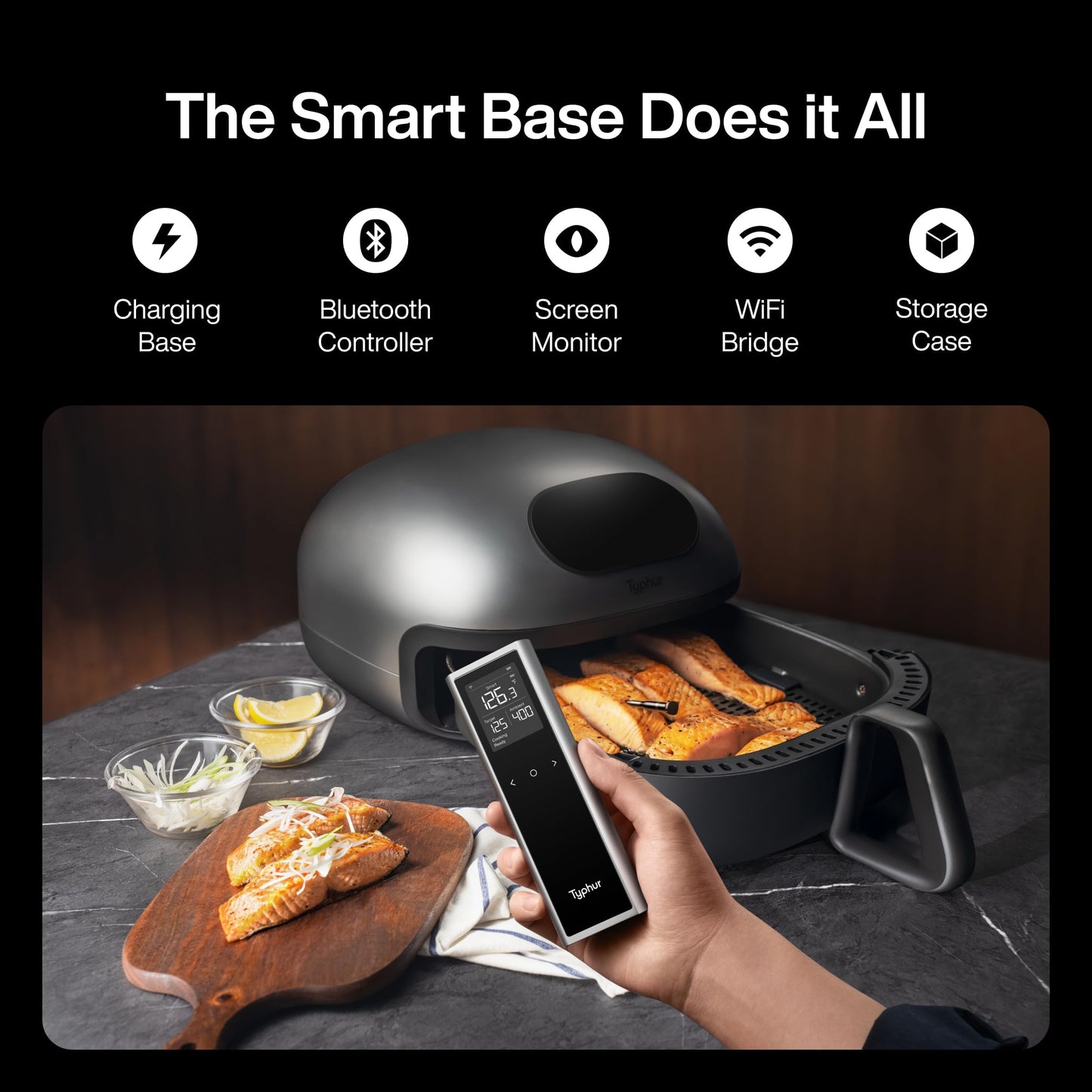Typhur Sync One Meat Thermometer, Wireless Cooking with Base, WiFi & Bluetooth, Designed for Grilling and Baking Perfection