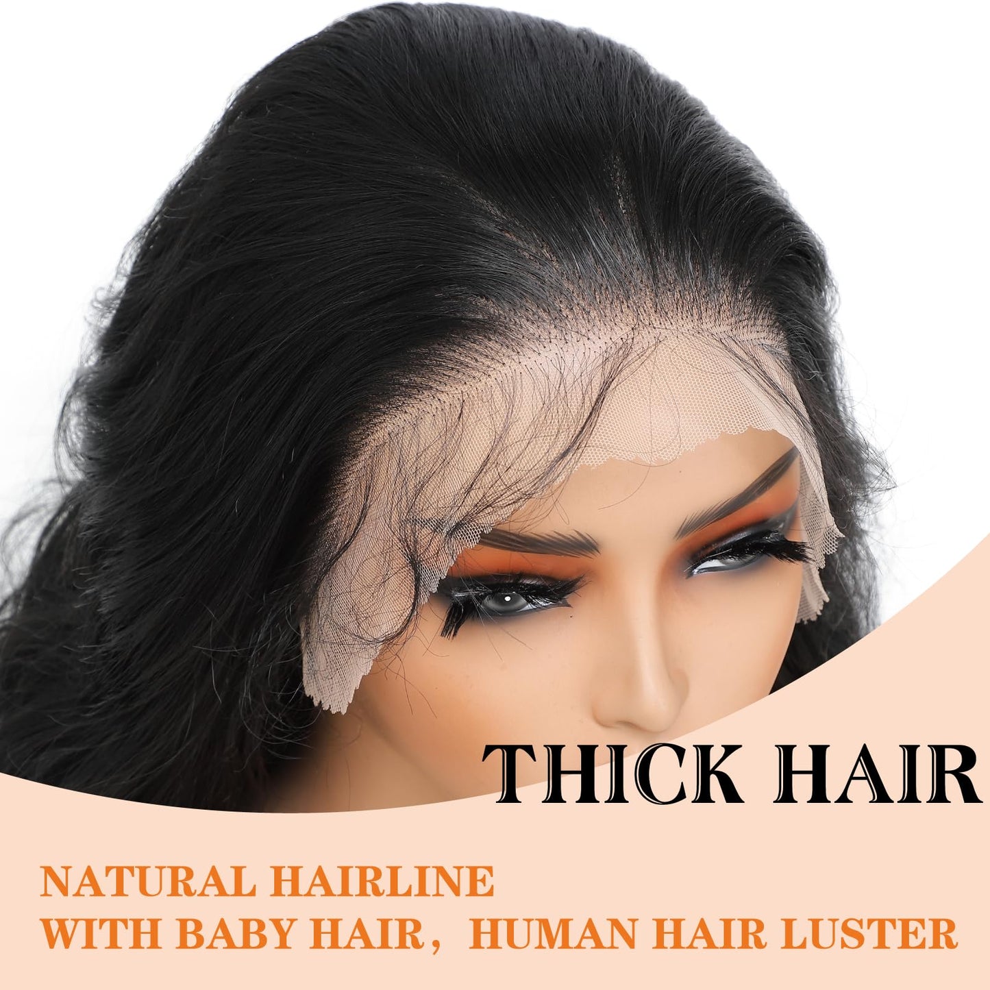 Yacurcur 13x6 Lace Frontal Wig Long Body Wave Wigs Pre-Plucked Hairline with Baby Hair Transparent Swiss Lace Heat Resistant Synthetic Hair Glueless Lace Front Wavy Wigs for Women 32 Inch (#Black)