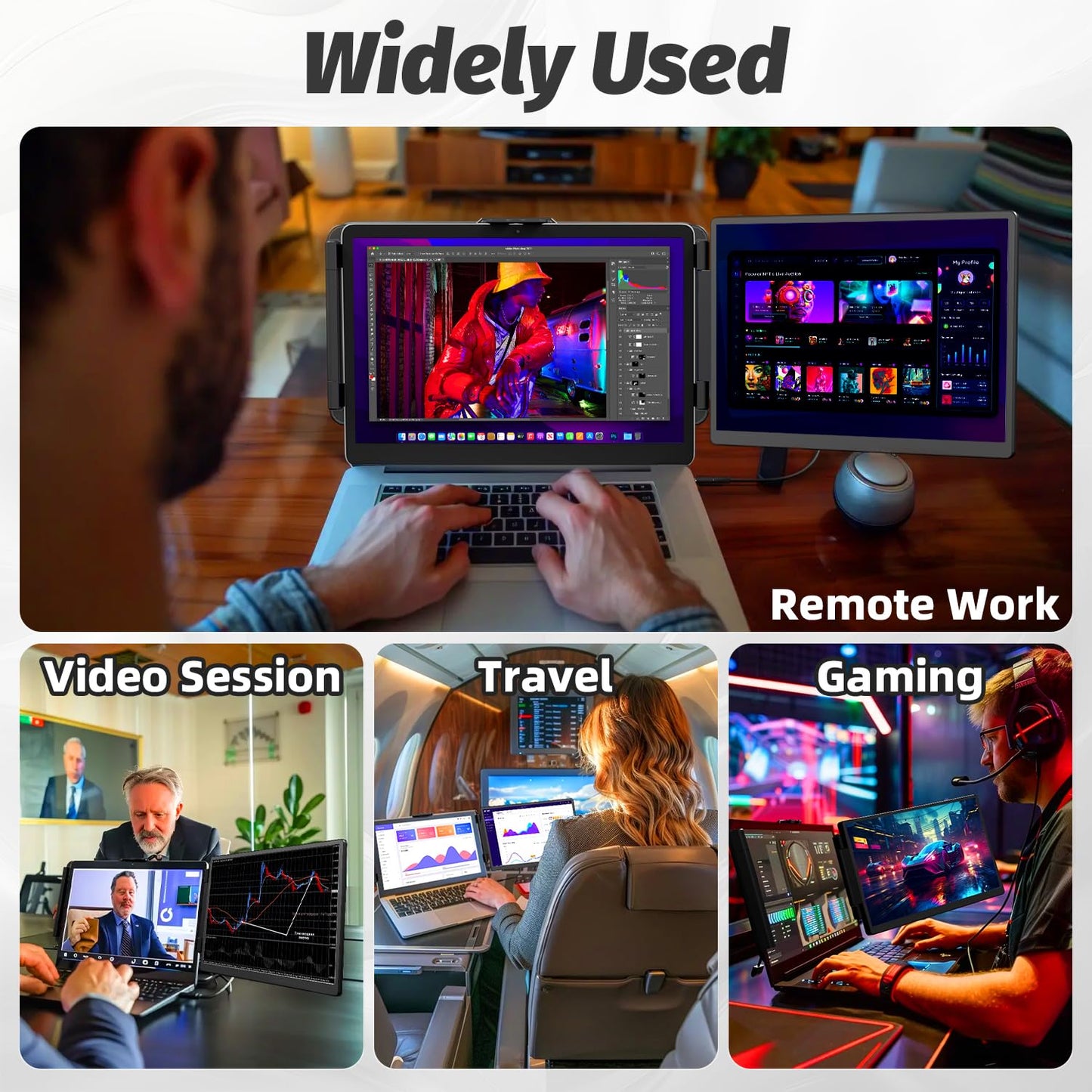 2K Laptop Monitor Extender - 13" IPS 1440P Dual Monitor Attachment Plug & Play Multiple Screens for 13"-17" Laptop Compatible with Wins Mac Dex Chrome Travel Gaming Work