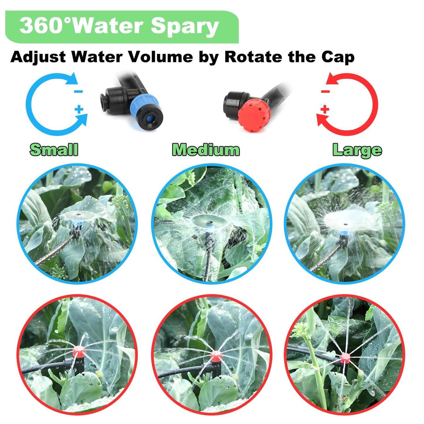 Drip Irrigation Kit – 2025 New Quick-Connect Micro Irrigation System with 46FT 1/2'' Tubing, Locking Nozzle Emitters, Adjustable Misting Sprayers for Gardens, Lawns, Raised Beds and Greenhouses