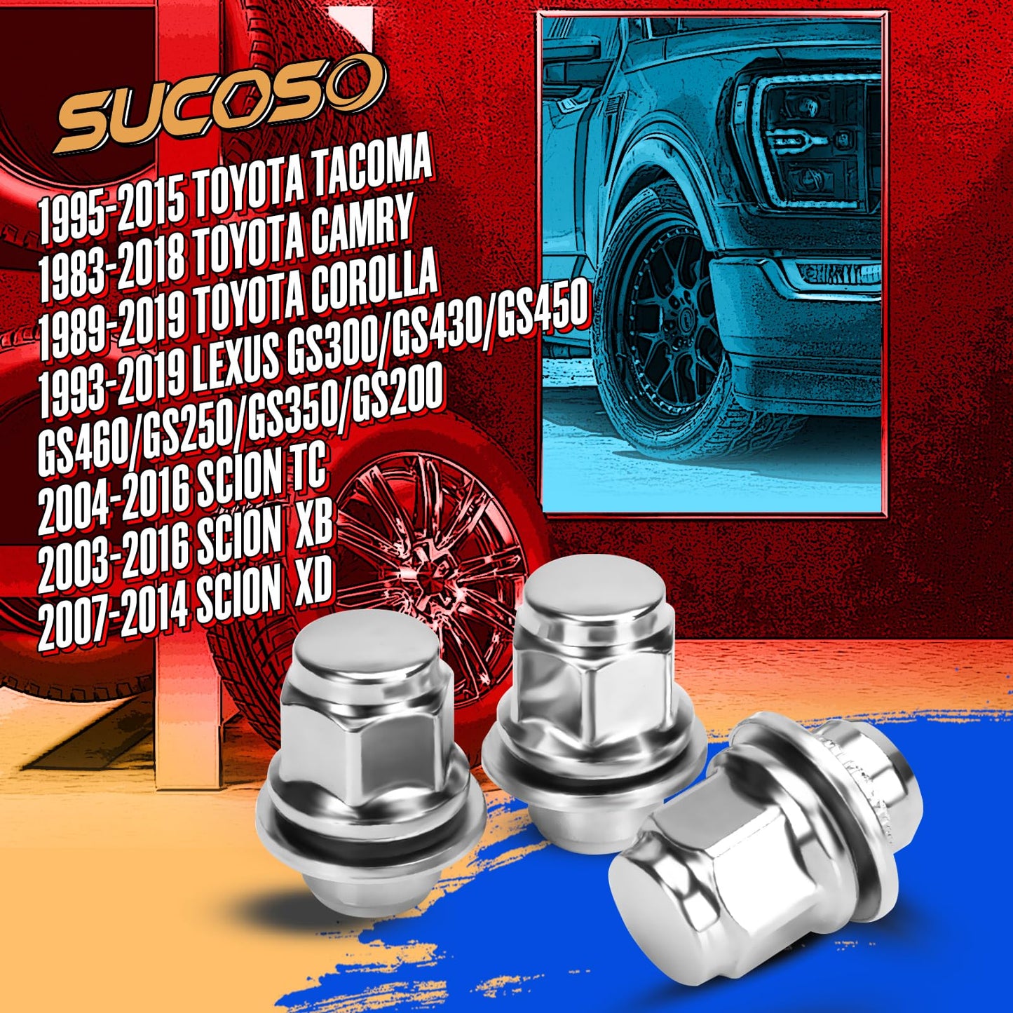 M12x1.5 OEM Wheel Lug Nuts, 20pc 12mmx1.5 Factory Closed End Mag Seat Chrome Lugnuts 1.46” Long, Compatible with Toyota Tacoma Camry Sienna Corolla Lexus