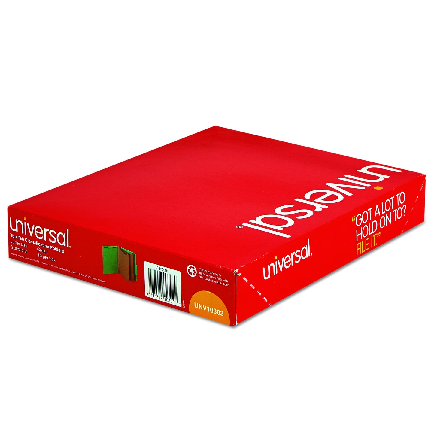 Universal 10302 Pressboard Classification Folders, Letter, Six-Section, Emerald Green (Box of 10)
