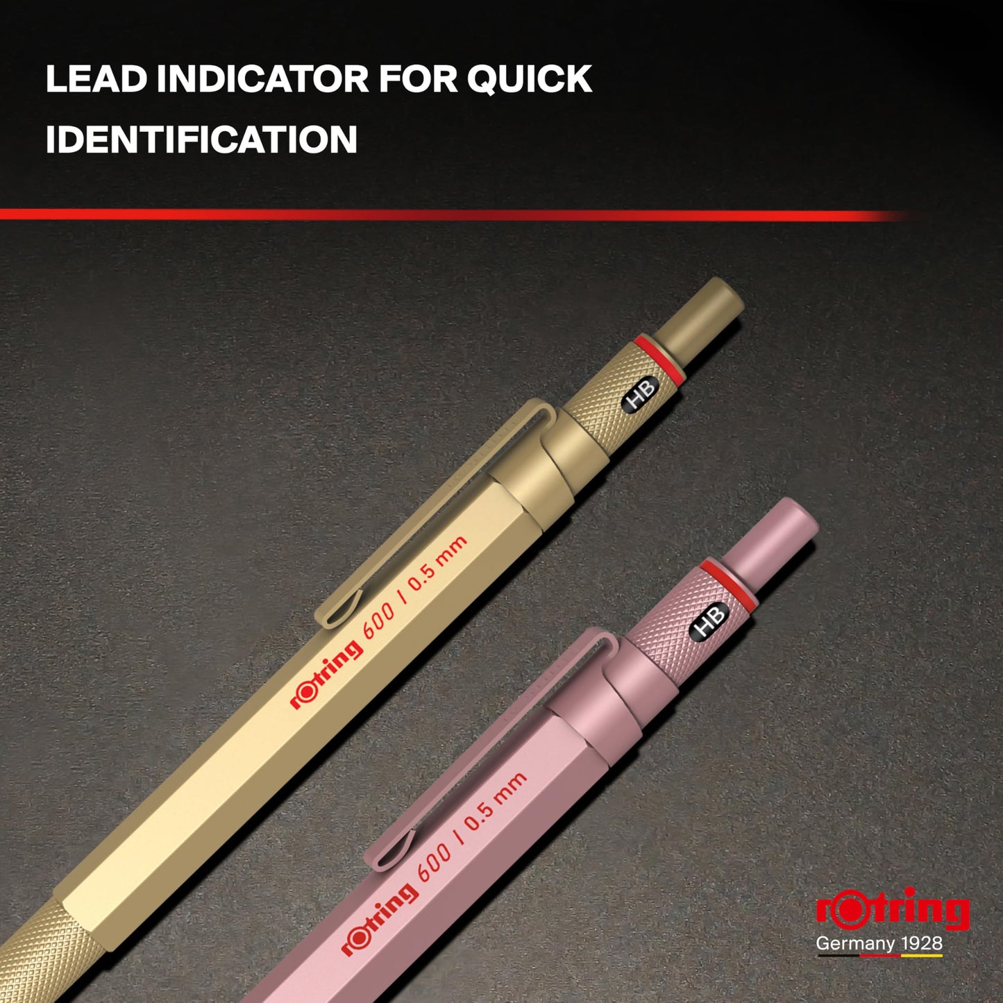 Rottling Mechanical Pencil Rose Gold 600 2158794 0.5mm rOtring Mechanical Pencil Premium Writing Instrument Stationery German Drafting Pen Professional Ballpoint Pen