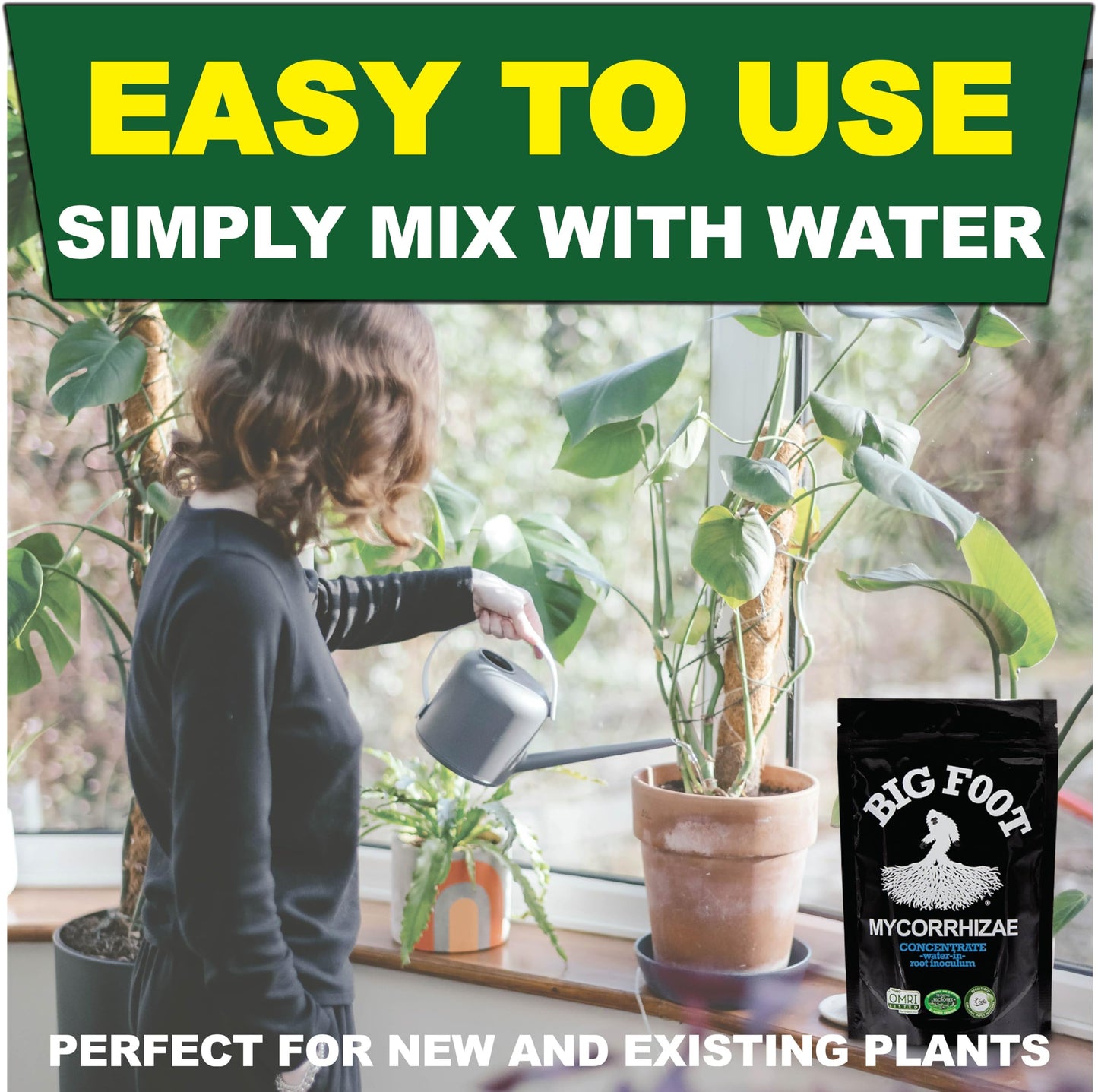 Big Foot Mycorrhizae Water Soluble Concentrate for New and EXISTING Plants - Includes Worm Castings, Kelp, Azomite, Biochar, Humic Acid - 8 Ounces