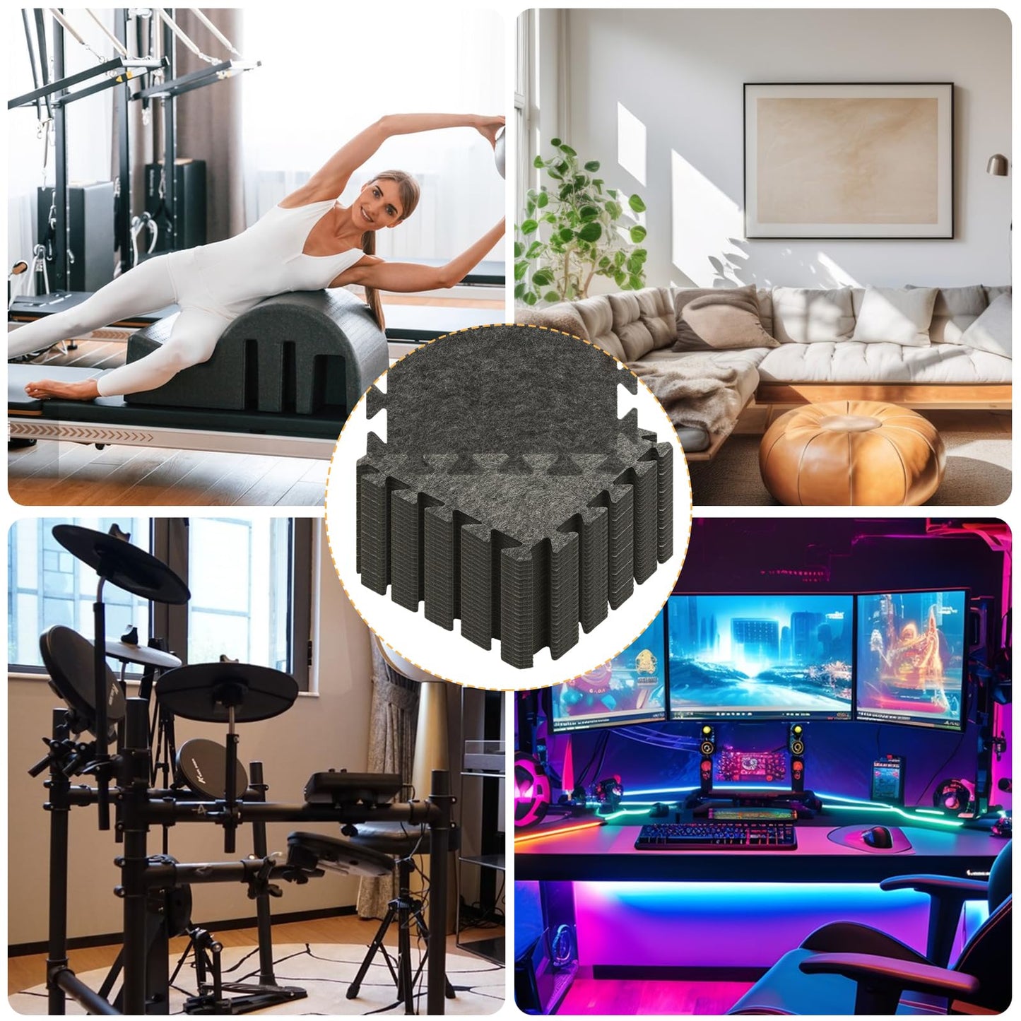 16 Pcs Sound Absorbing Interlocking Floor Mats
