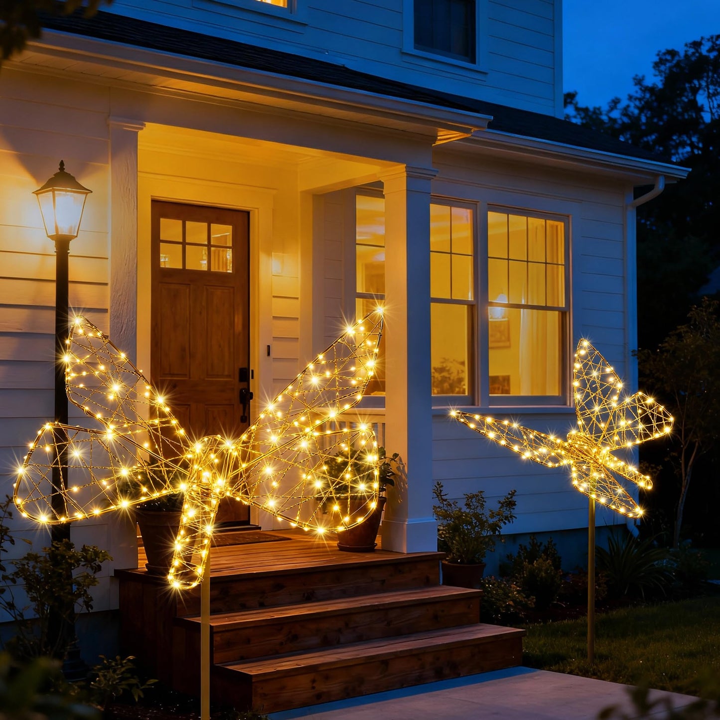Solar Lights Outdoor - Solar Garden Lights Butterfly Decor with 240LED, Solar Powered Iron Waterproof Easy to Install for Pathway Garden Decorations Patio Decor Yard Decoration