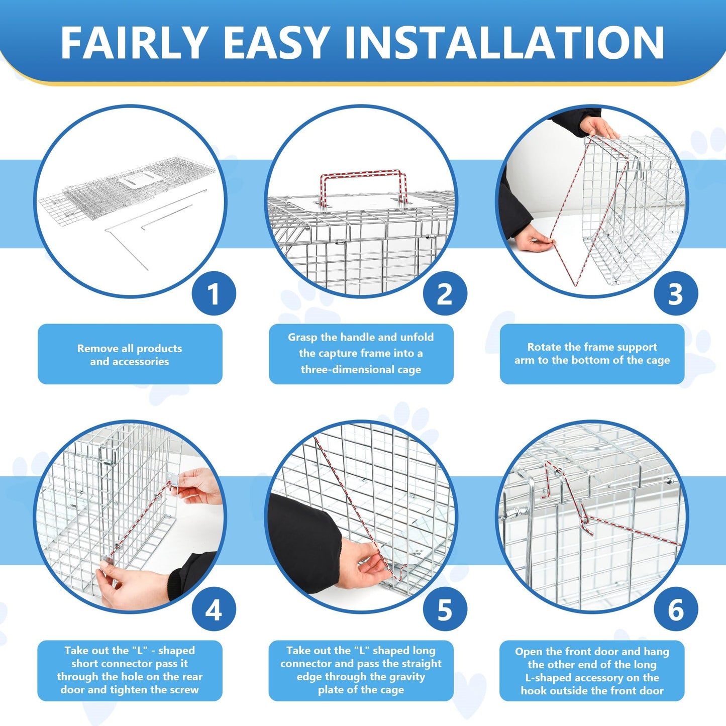 BTYCityMao Live Animal Traps - 32" Humane Animal Trap for Stray Cats Raccoons, Squirrel, Skunk, Mole, Groundhog, Armadillo, Rabbit - Humane Rat Trap Indoor Outdoor