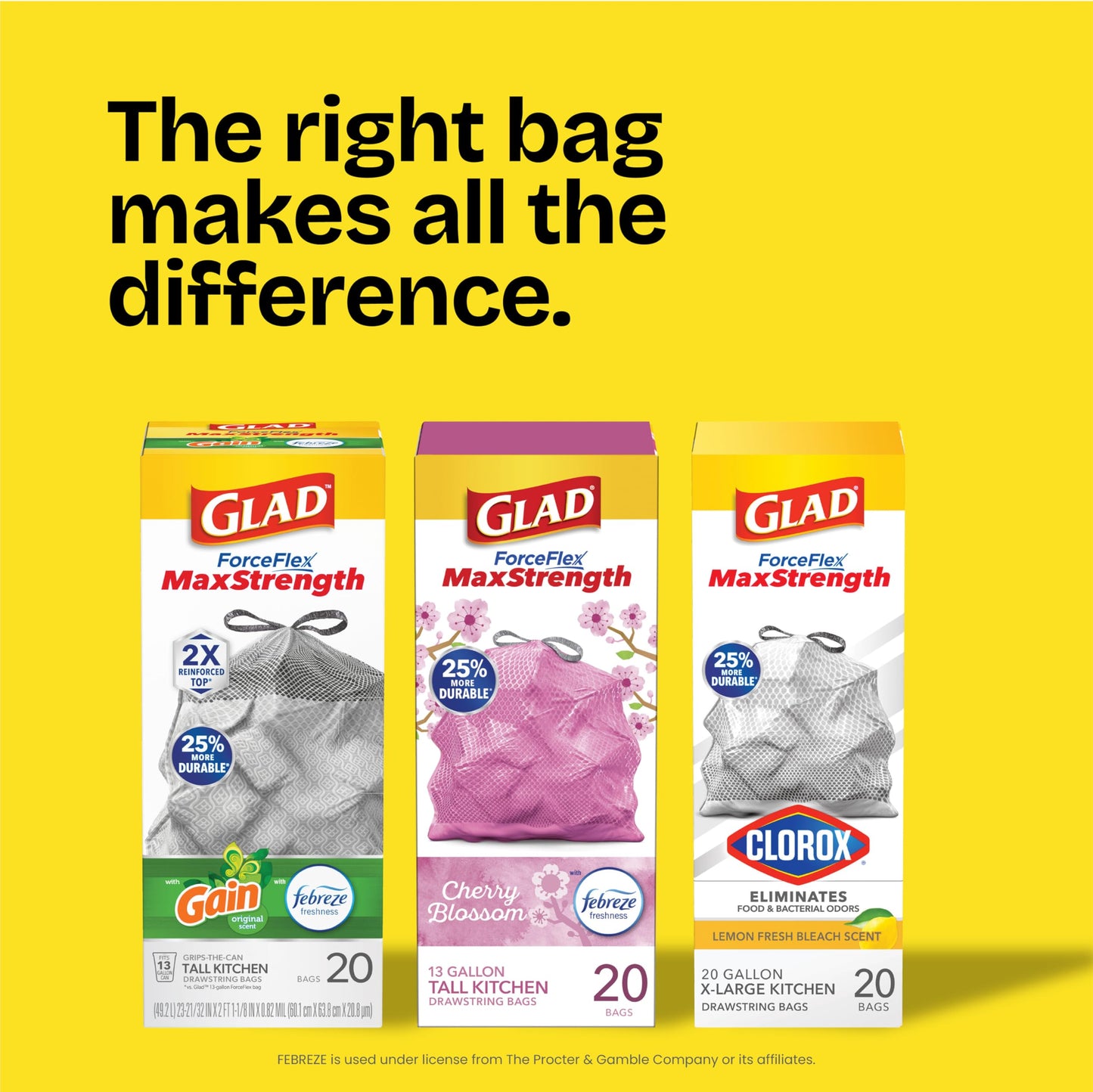 Glad ForceFlex MaxStrength LeakGuard Trash Bags, 13 Gal, Fresh Air, 90 Ct (Package May Vary)