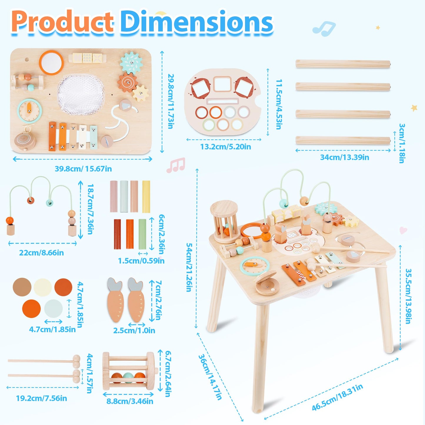 ATOYUS Activity Table, Montessori Toys for 1 2 Year Old Boys Girls Kid, 13 in 1 Wooden Sensory Play Table for Toddler 1-3, Educational Learning Toy for 12-18 Months Baby, 1st Christmas Birthday Gifts