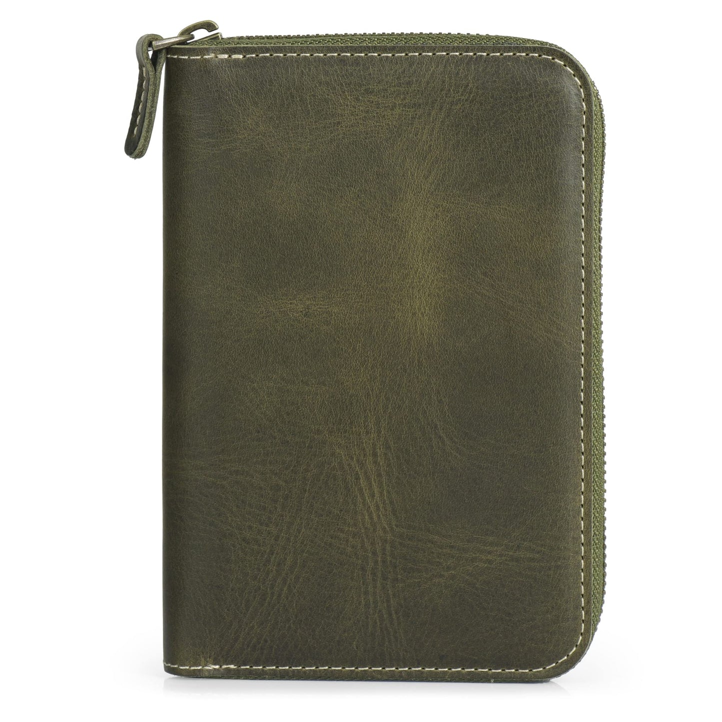 Londo Genuine Leather Padfolio with Pencil Holder Notepad and Zipper Closure (Green)