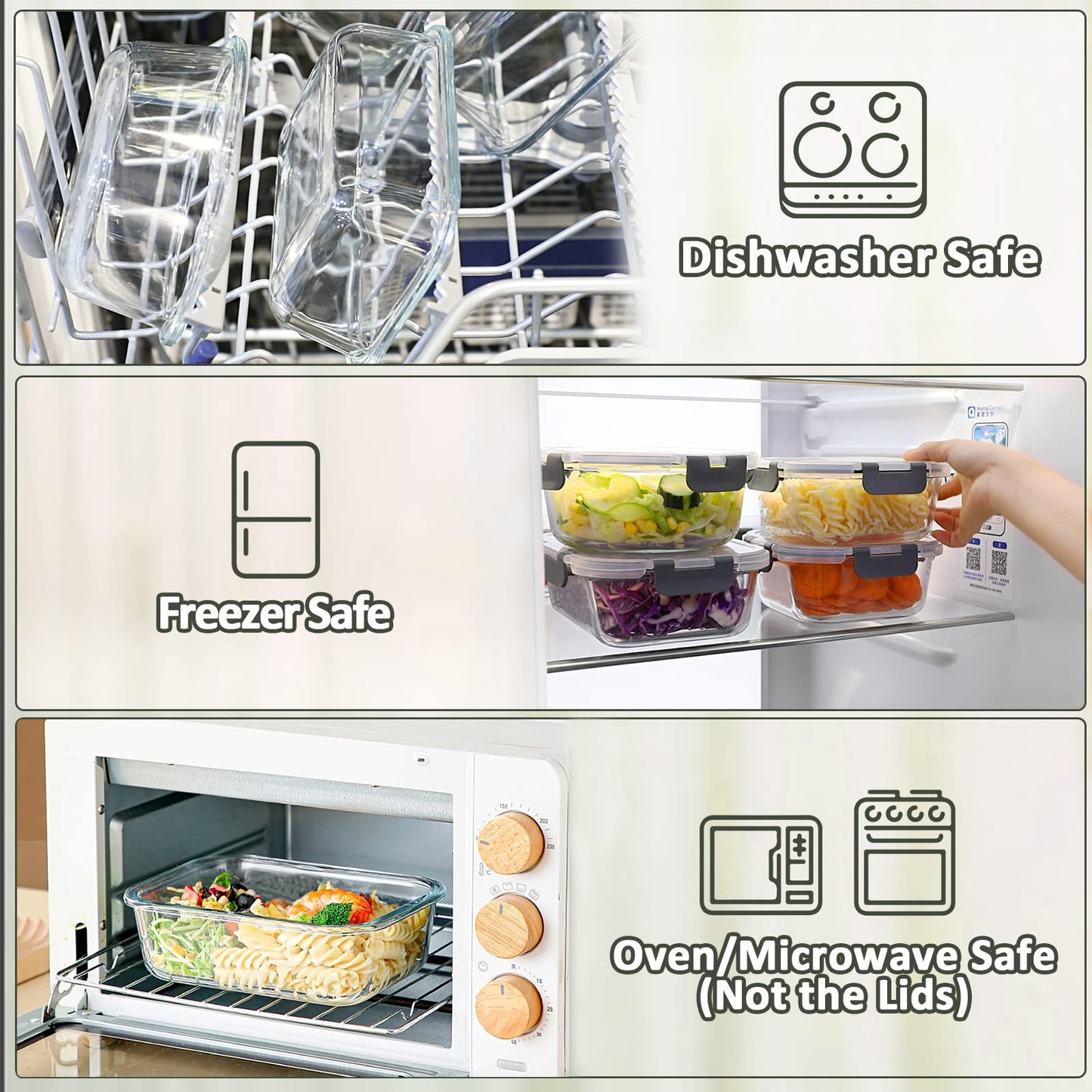 M MCIRCO 10-Pack 22 Oz Glass Meal Prep Containers with Lids - Microwave, Oven, Freezer & Dishwasher Safe