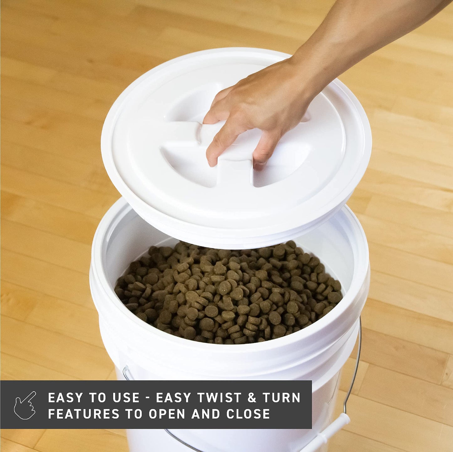 72 HRS Ready Seal Lid with 5 Gallon Bucket, Premium Seal Lid Airtight Leakproof BPA-Free Food-Grade Bucket Lid, Home Stackable All-Purpose Specialty Screw Seal Lid and Food Storage Container (White)