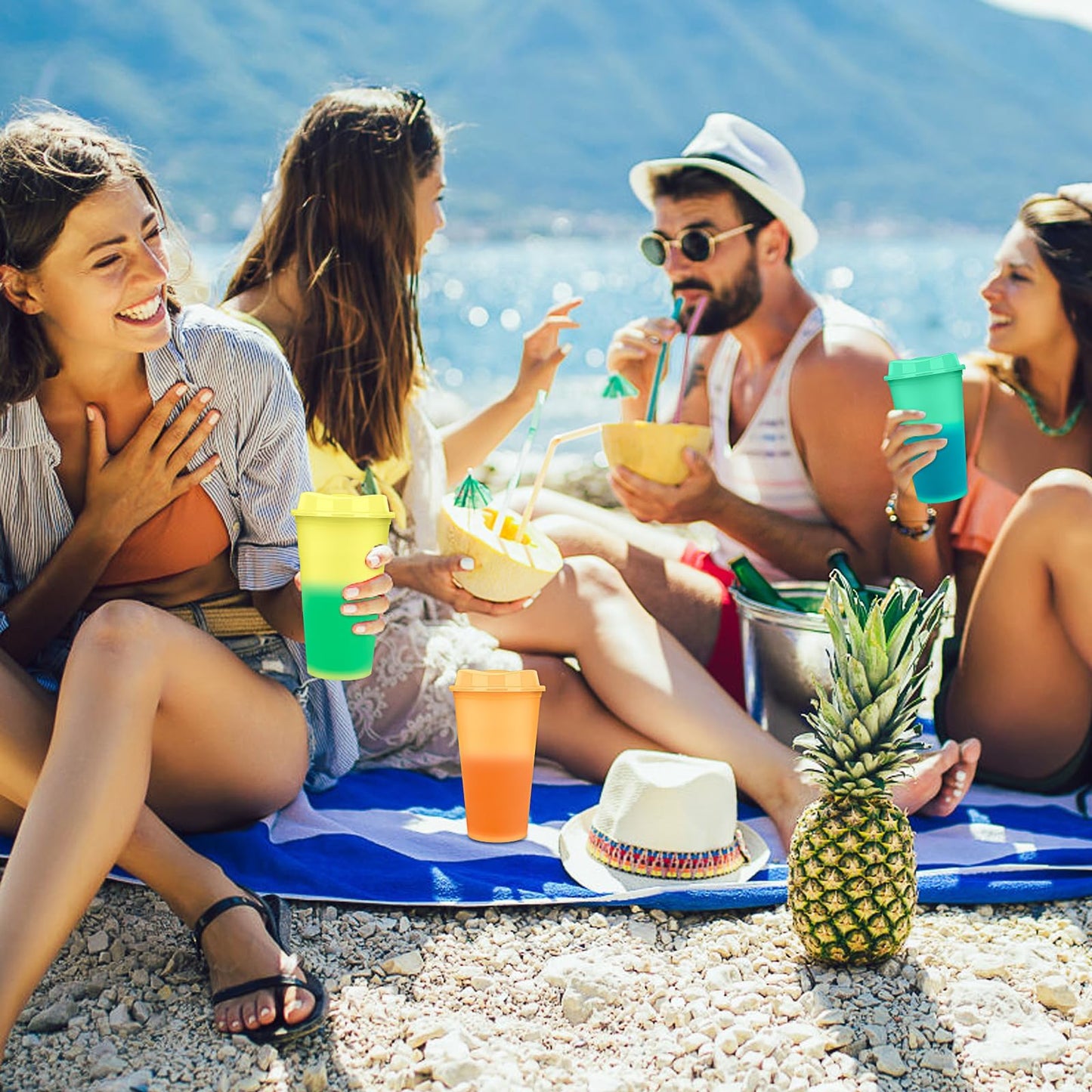 Color Changing Coffee Cups, 16oz Reusable Coffee Cups with Lids, 30 Pack Hot Coffee Tumbler for Kids and Adult Party Favors