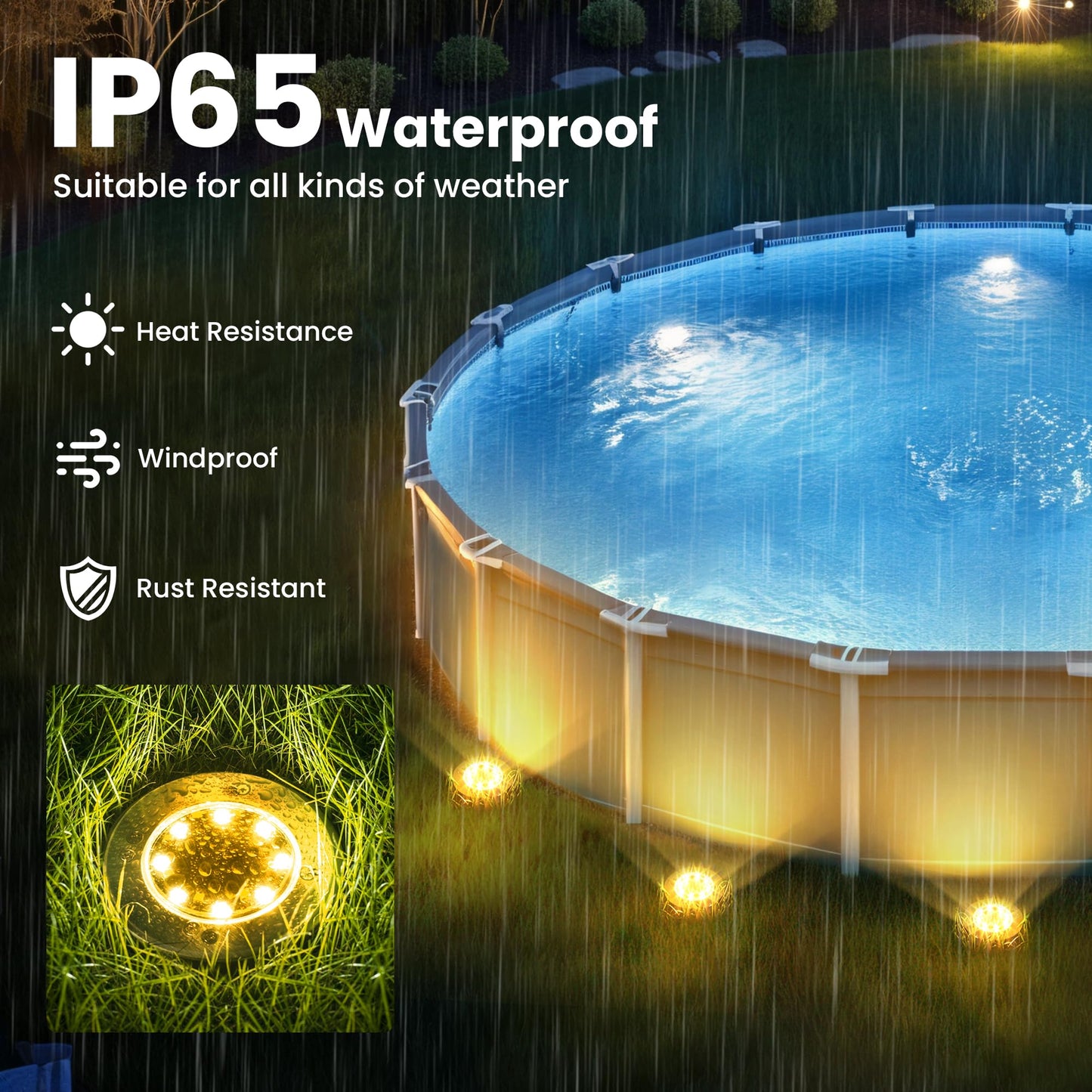 SOLPEX 6 Pack Solar Pool Lights for Above Ground Pools, Waterproof LED Above Ground Pool Lights, Outdoor Pool Decoration Accessories(Warm White)